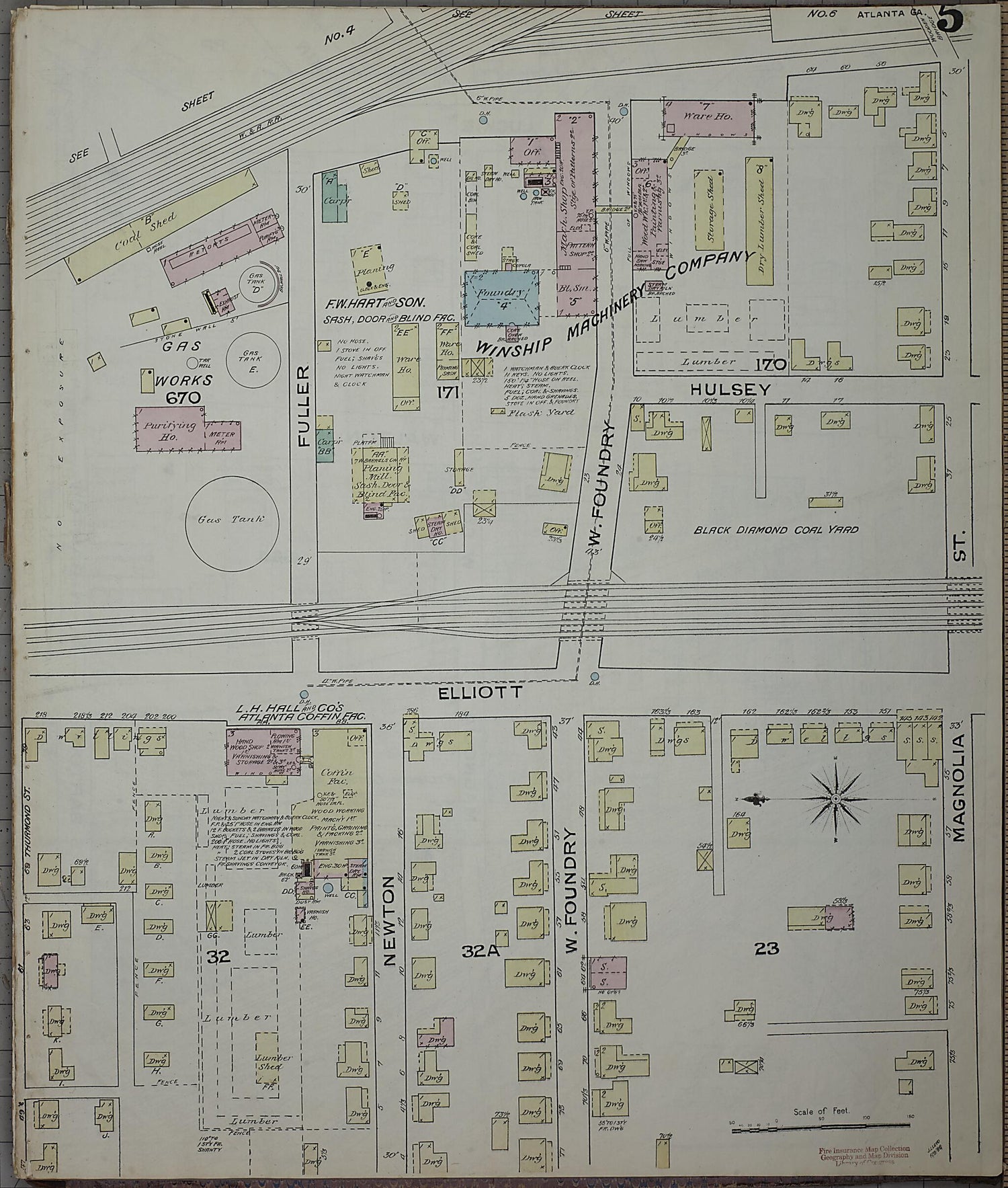 This old map of Atlanta, Fulton County, Georgia was created by Sanborn Map Company in 1886