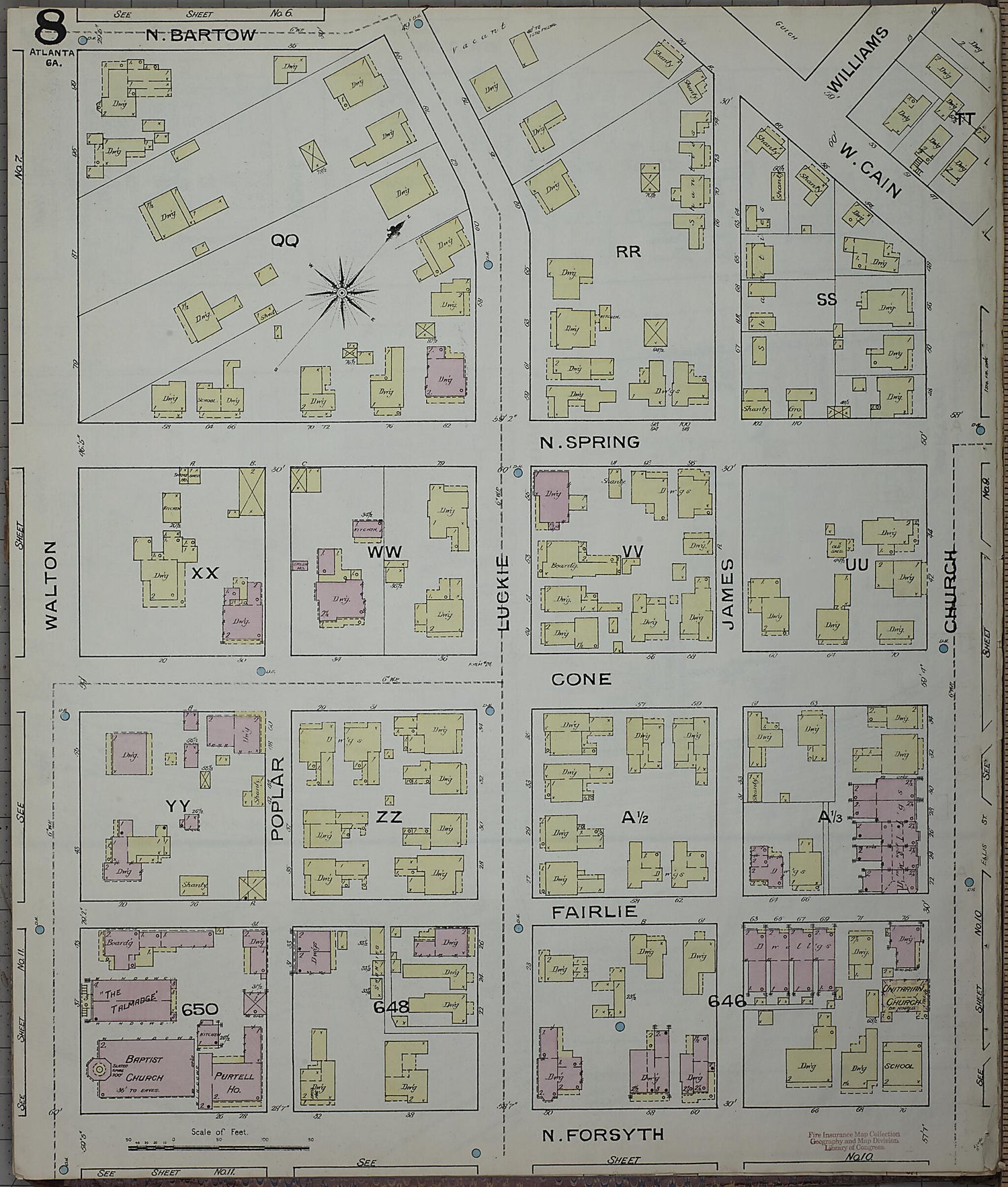 This old map of Atlanta, Fulton County, Georgia was created by Sanborn Map Company in 1886