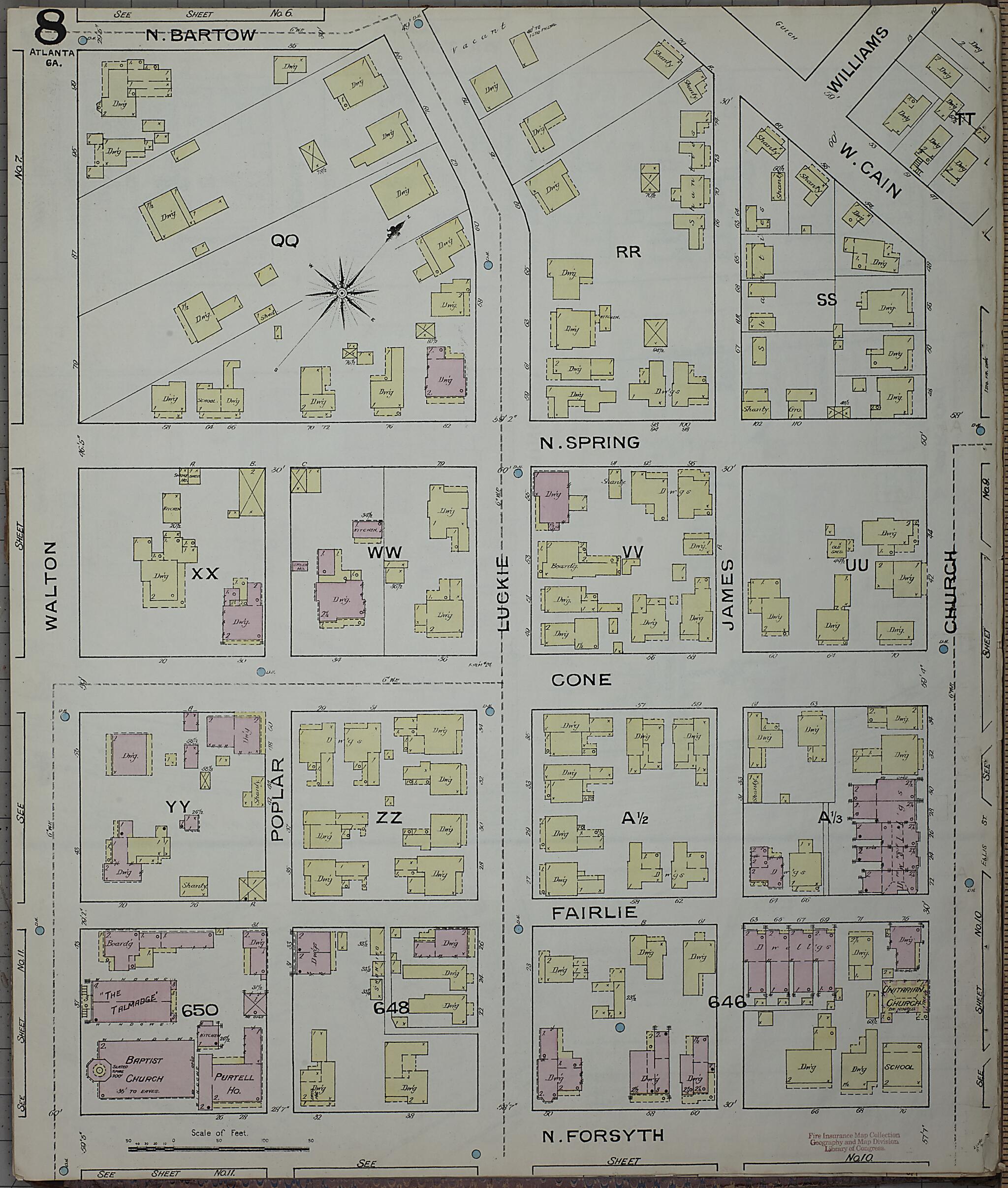 This old map of Atlanta, Fulton County, Georgia was created by Sanborn Map Company in 1886