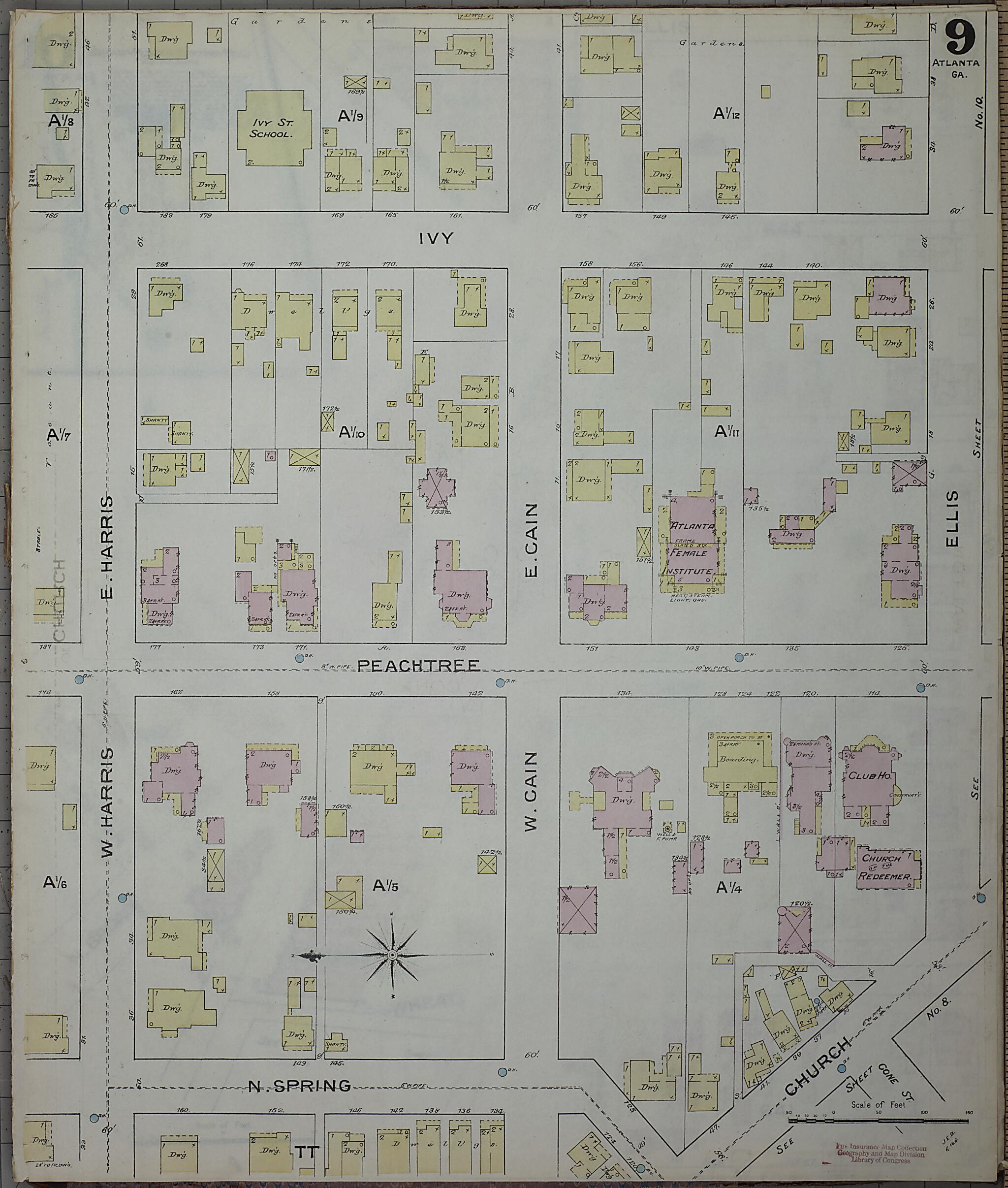 This old map of Atlanta, Fulton County, Georgia was created by Sanborn Map Company in 1886