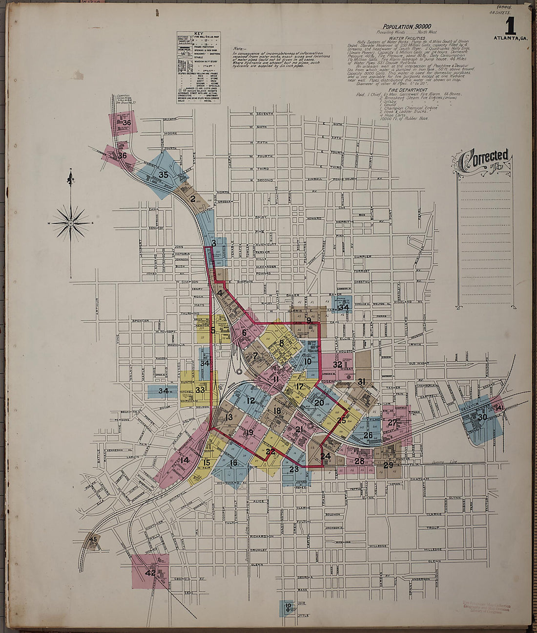 This old map of Atlanta, Fulton County, Georgia was created by Sanborn Map Company in 1892