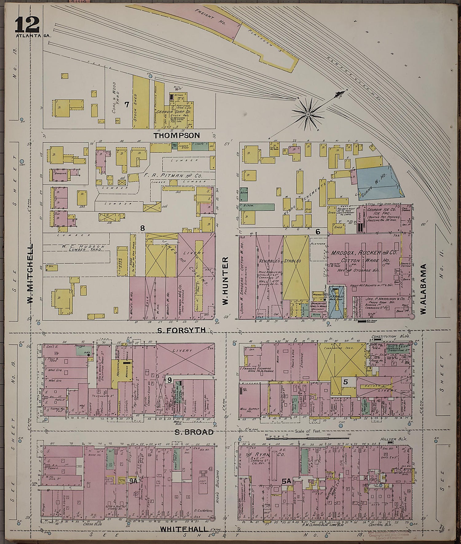 This old map of Atlanta, Fulton County, Georgia was created by Sanborn Map Company in 1892