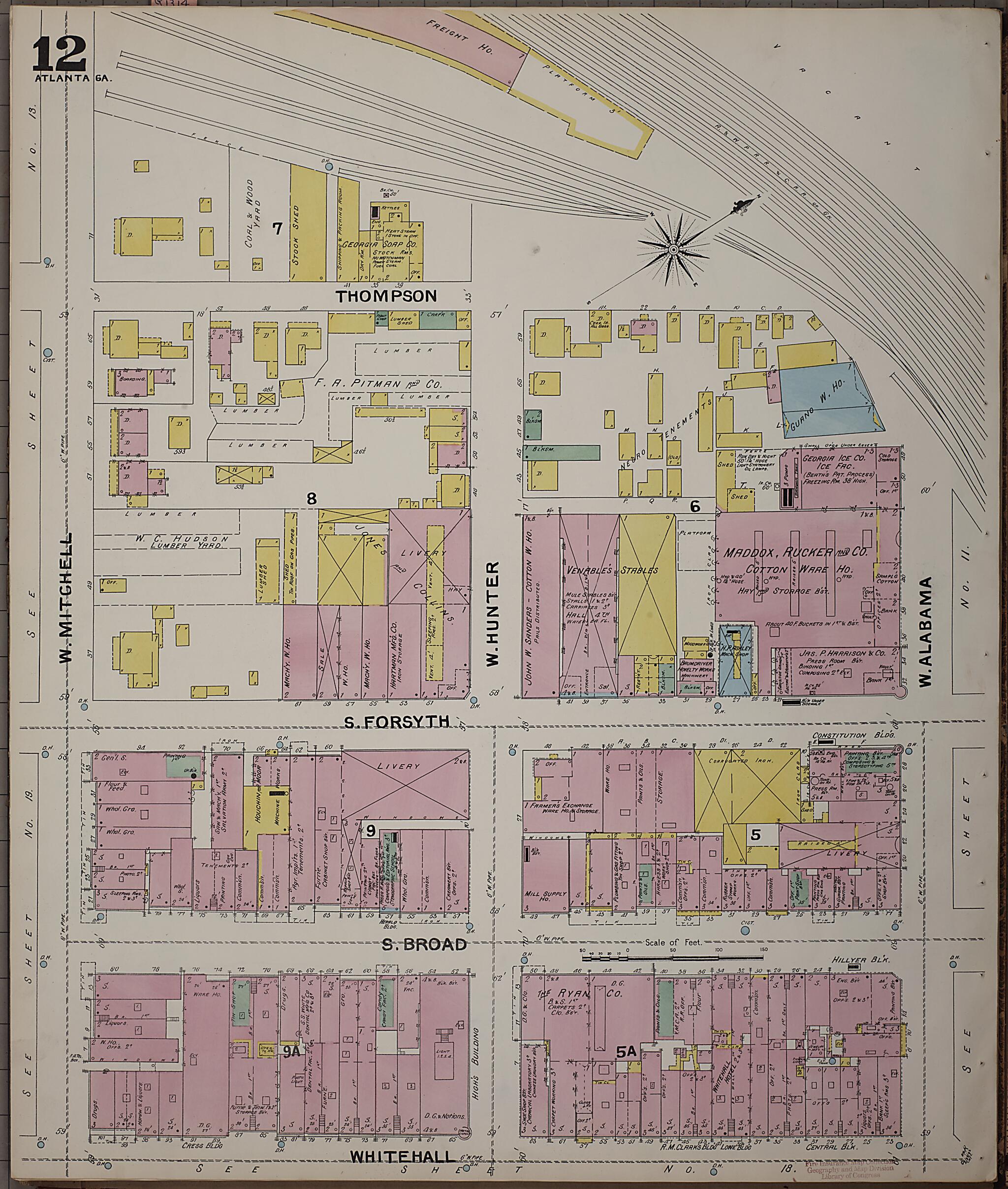 This old map of Atlanta, Fulton County, Georgia was created by Sanborn Map Company in 1892