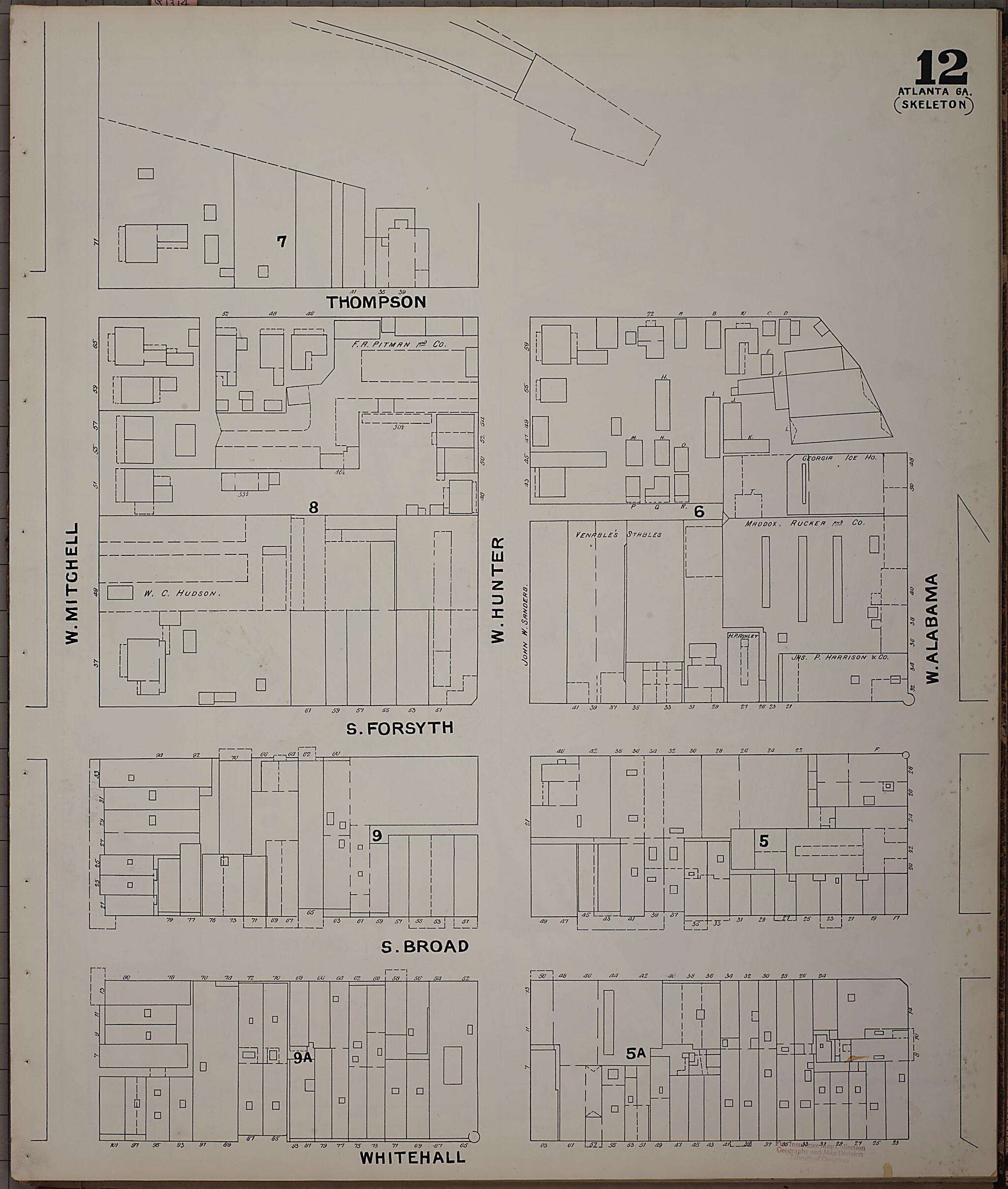 This old map of Atlanta, Fulton County, Georgia was created by Sanborn Map Company in 1892