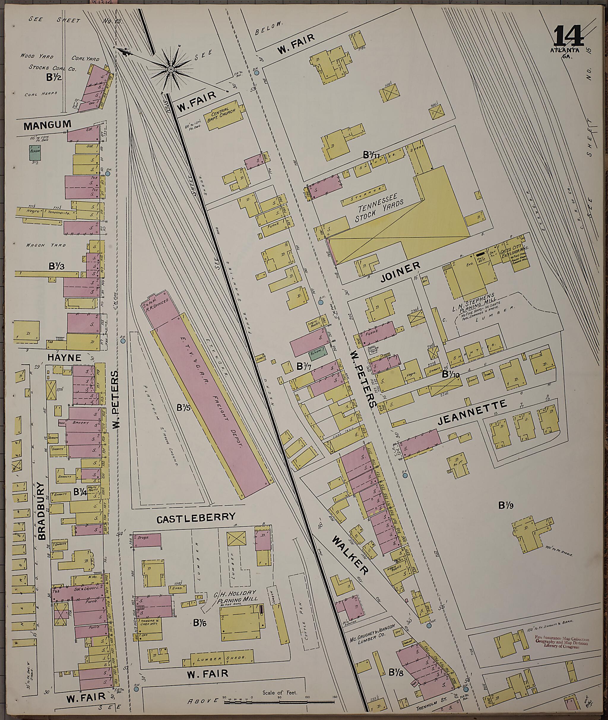 This old map of Atlanta, Fulton County, Georgia was created by Sanborn Map Company in 1892