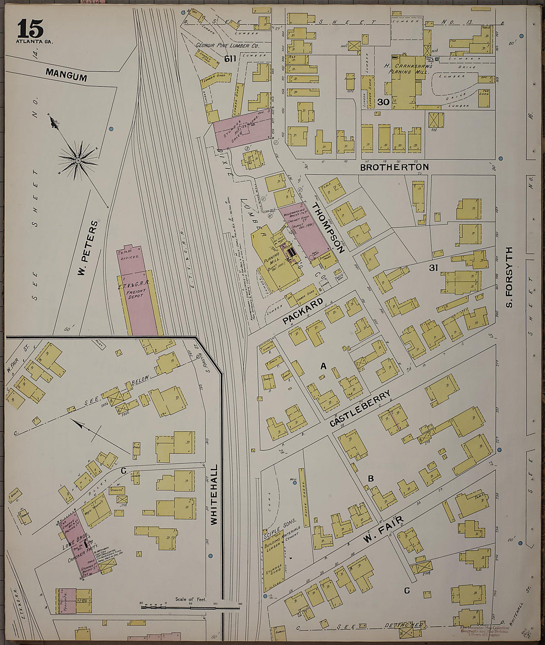 This old map of Atlanta, Fulton County, Georgia was created by Sanborn Map Company in 1892