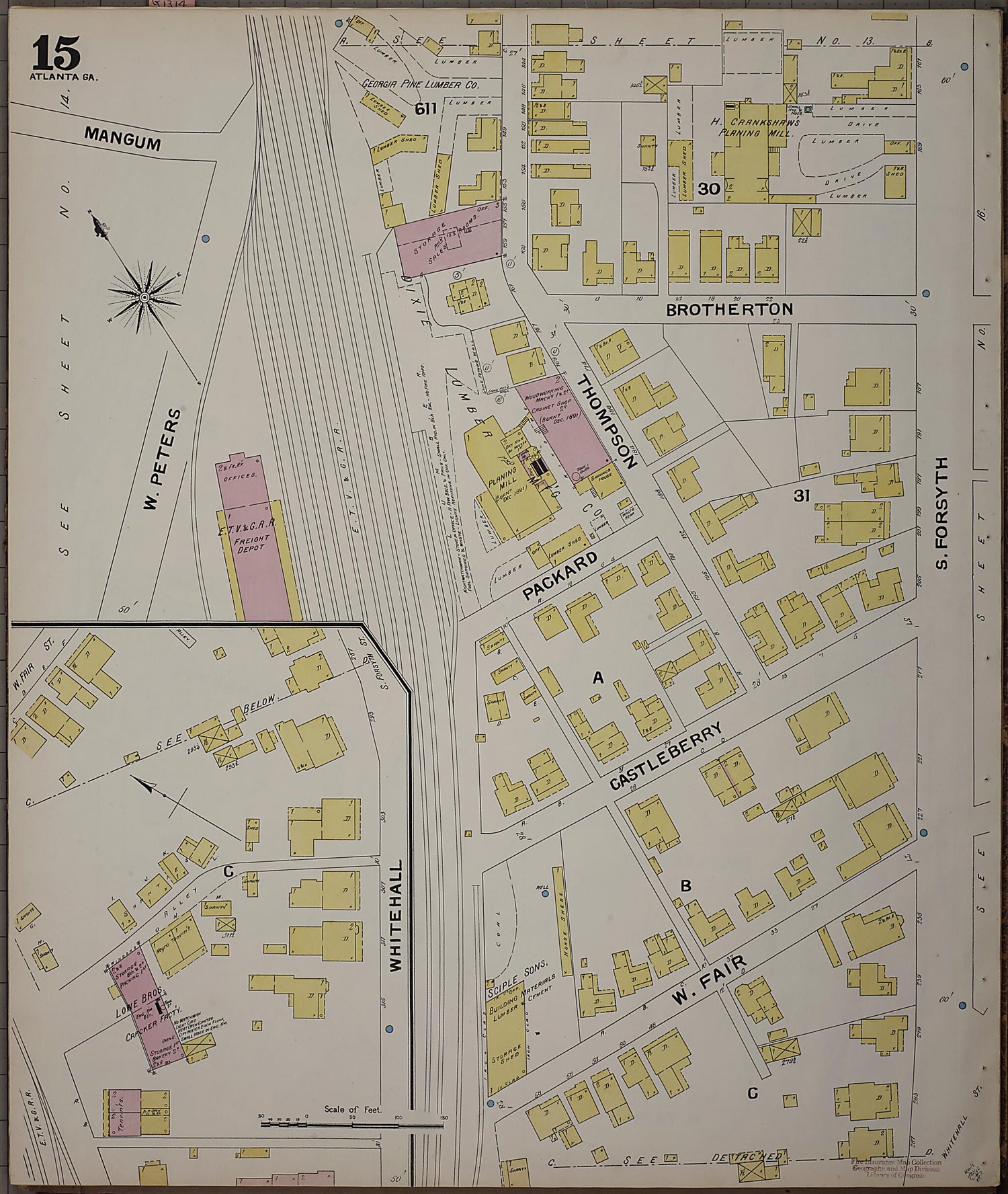 This old map of Atlanta, Fulton County, Georgia was created by Sanborn Map Company in 1892