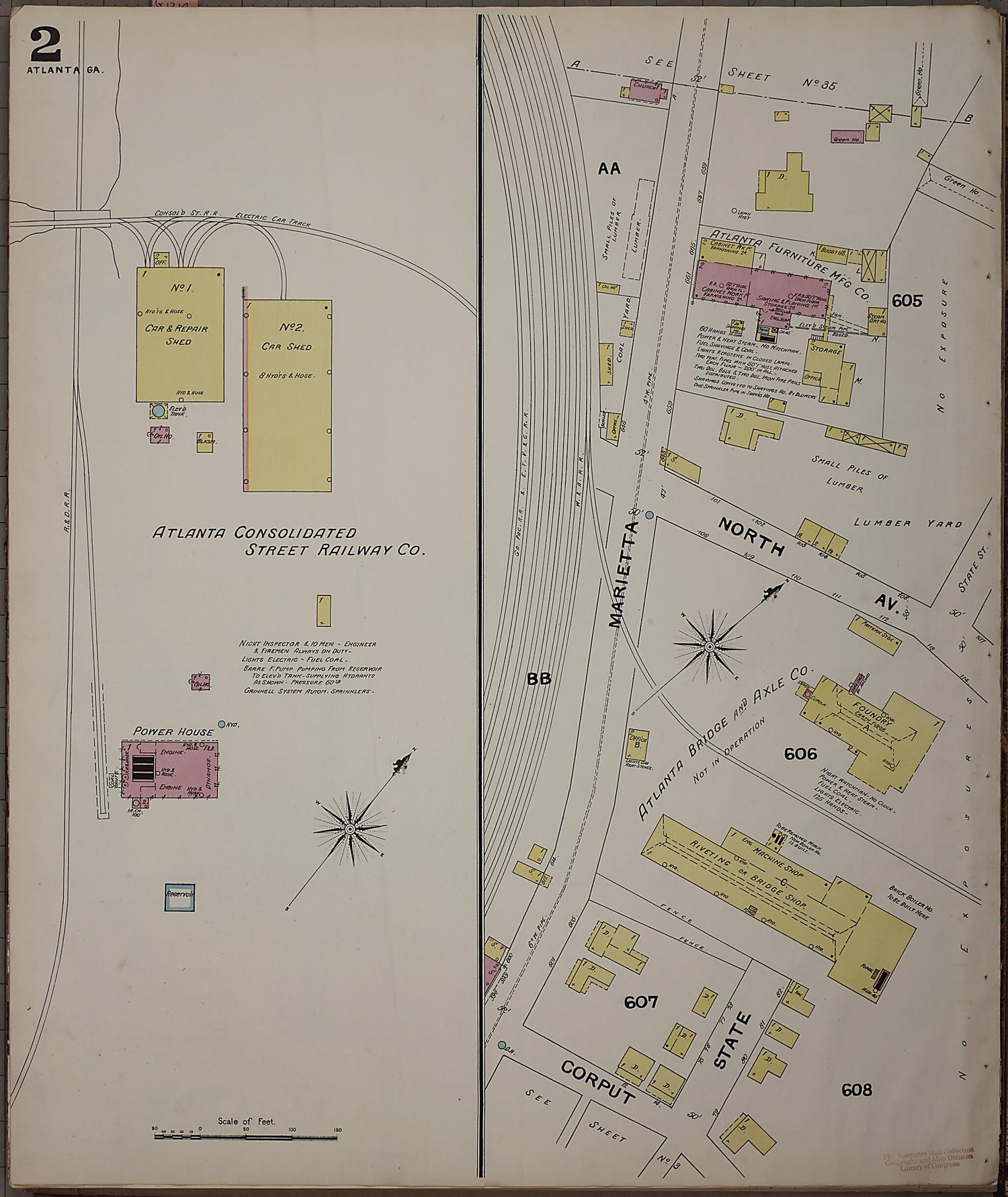 This old map of Atlanta, Fulton County, Georgia was created by Sanborn Map Company in 1892