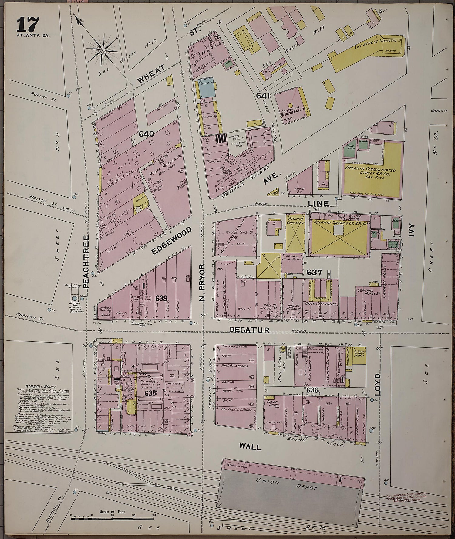 This old map of Atlanta, Fulton County, Georgia was created by Sanborn Map Company in 1892