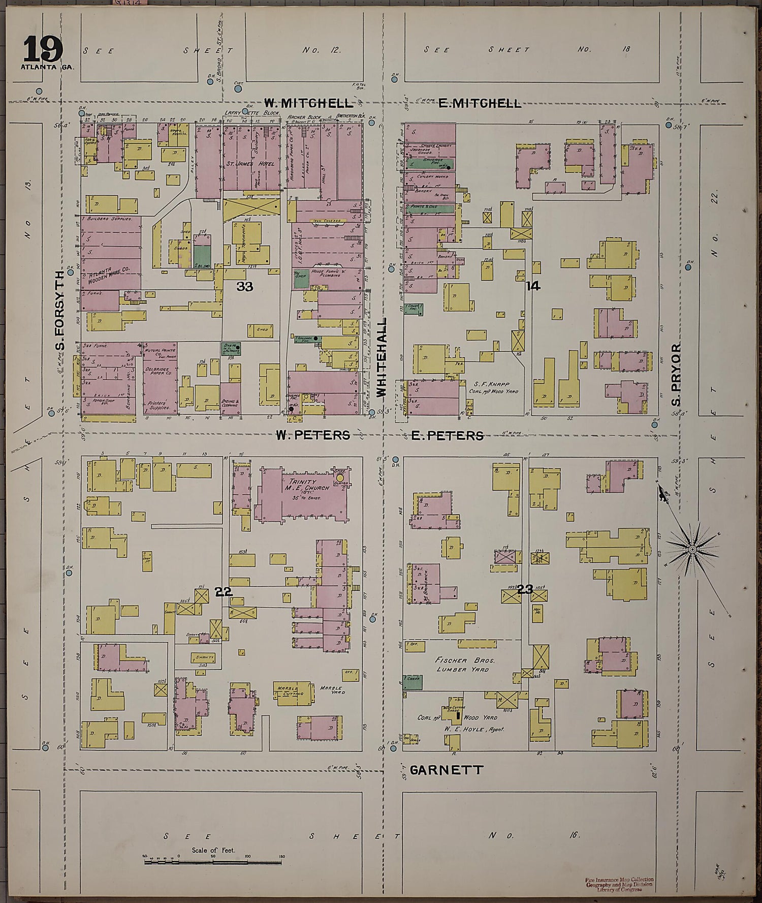 This old map of Atlanta, Fulton County, Georgia was created by Sanborn Map Company in 1892