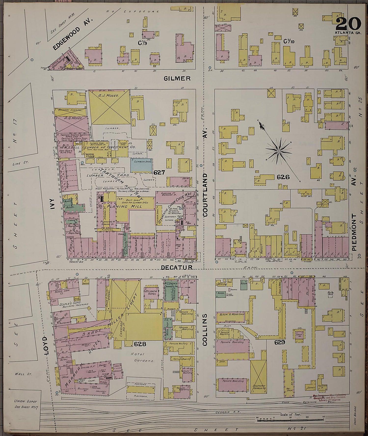 This old map of Atlanta, Fulton County, Georgia was created by Sanborn Map Company in 1892