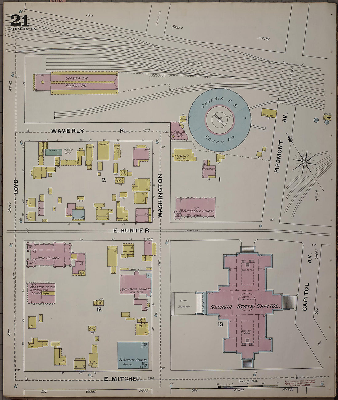 This old map of Atlanta, Fulton County, Georgia was created by Sanborn Map Company in 1892