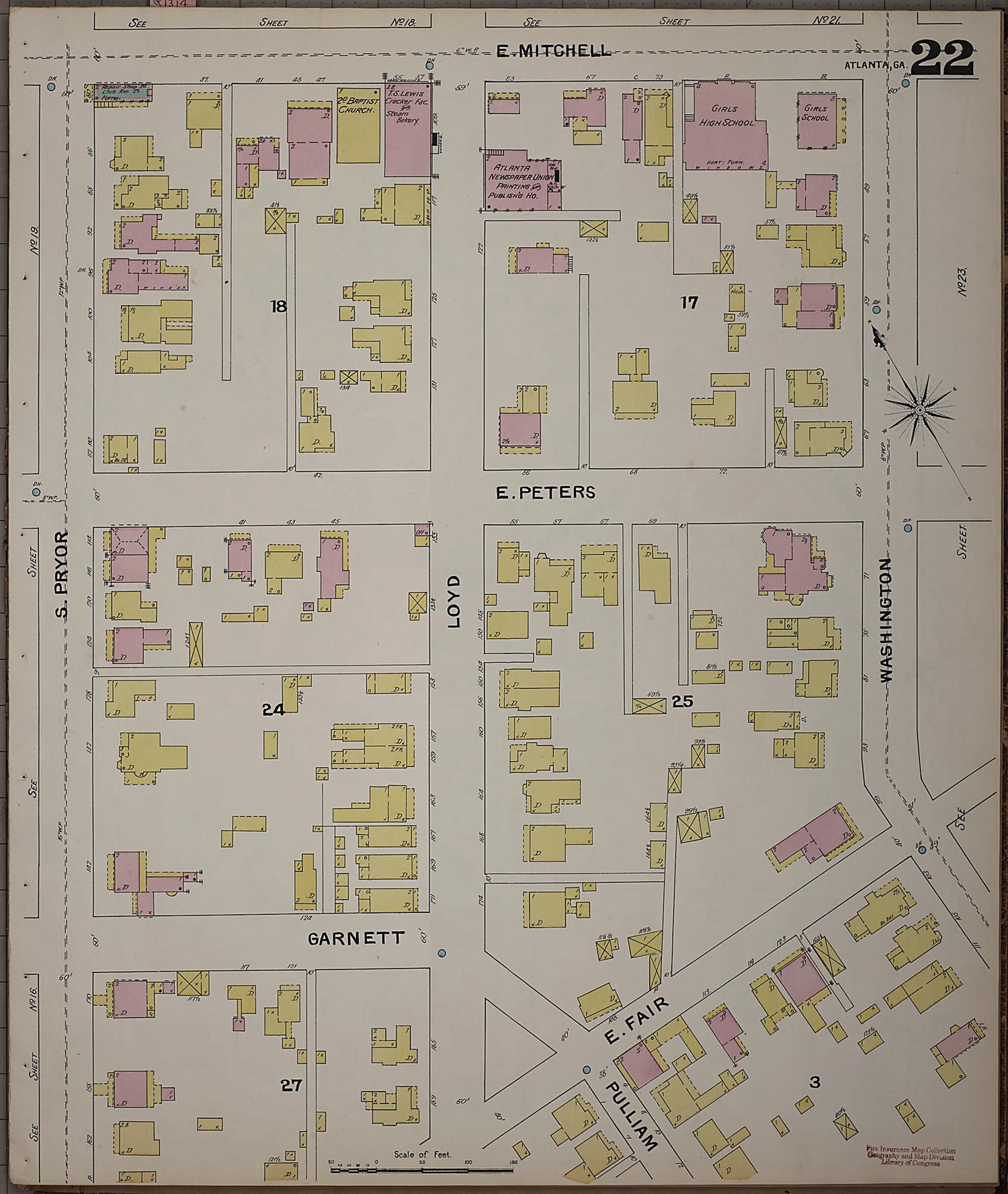 This old map of Atlanta, Fulton County, Georgia was created by Sanborn Map Company in 1892