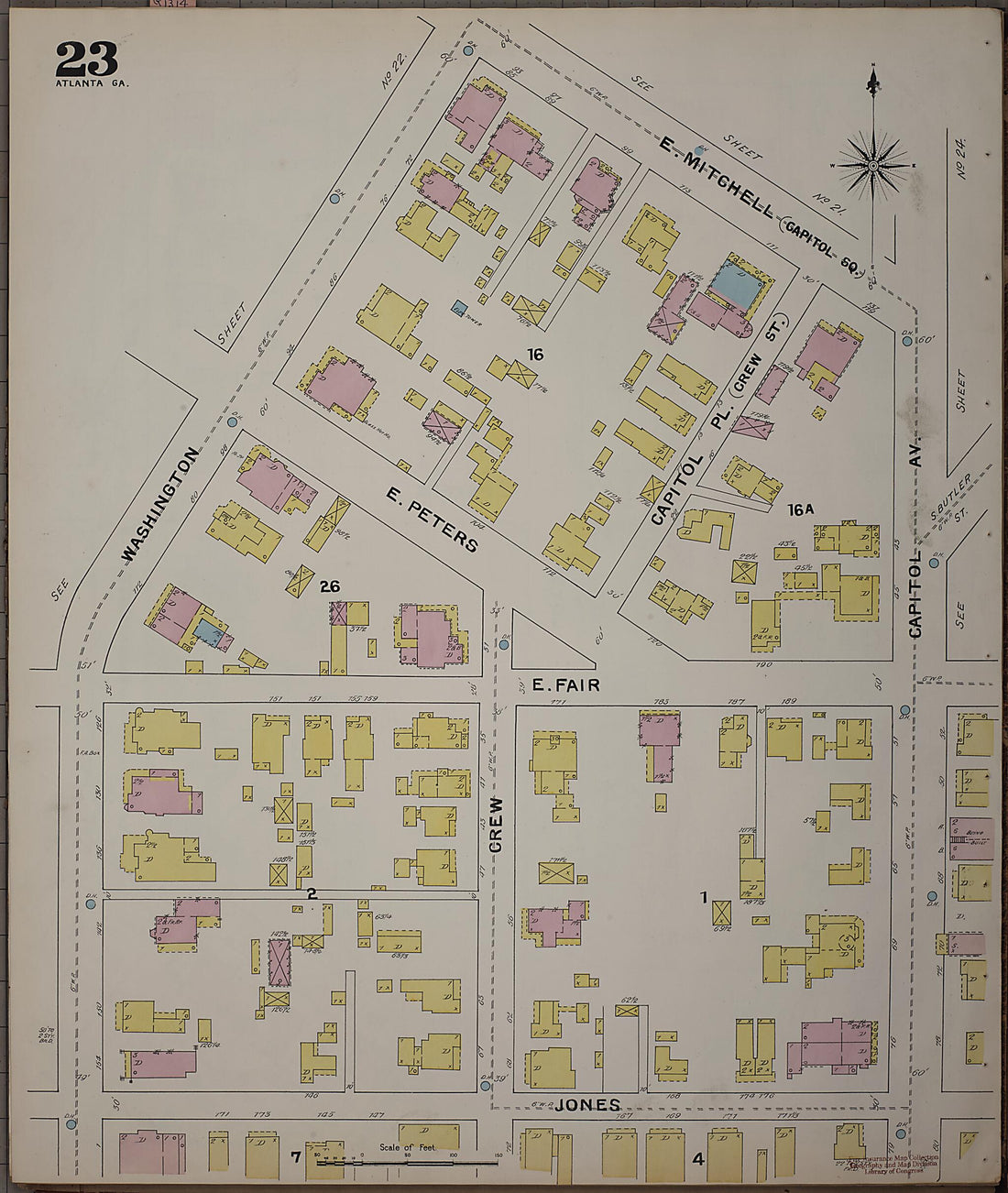 This old map of Atlanta, Fulton County, Georgia was created by Sanborn Map Company in 1892