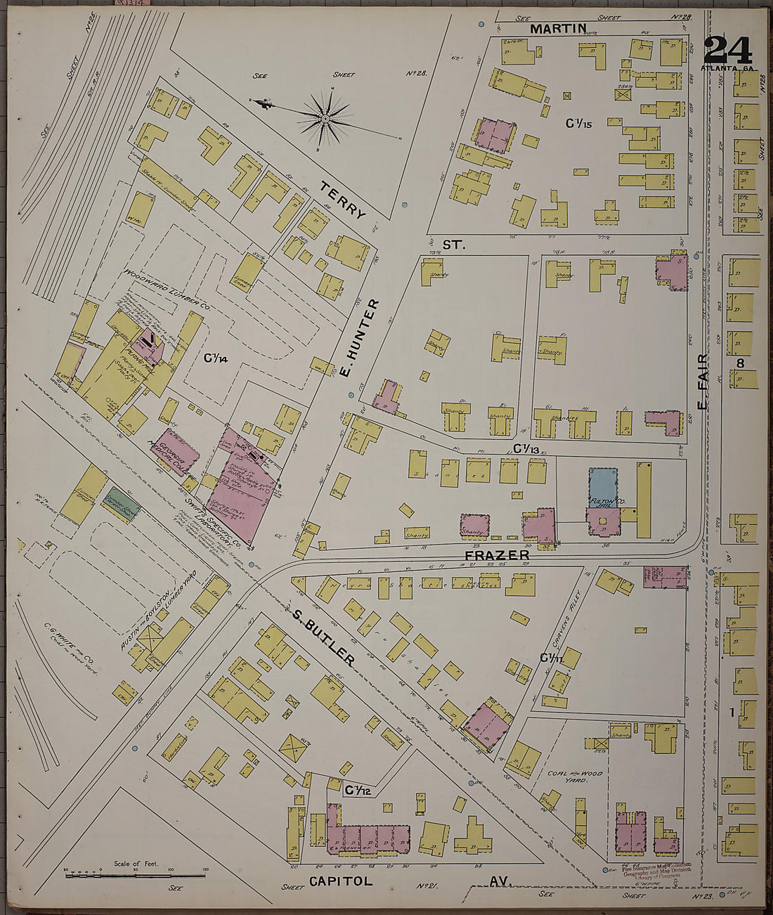 This old map of Atlanta, Fulton County, Georgia was created by Sanborn Map Company in 1892