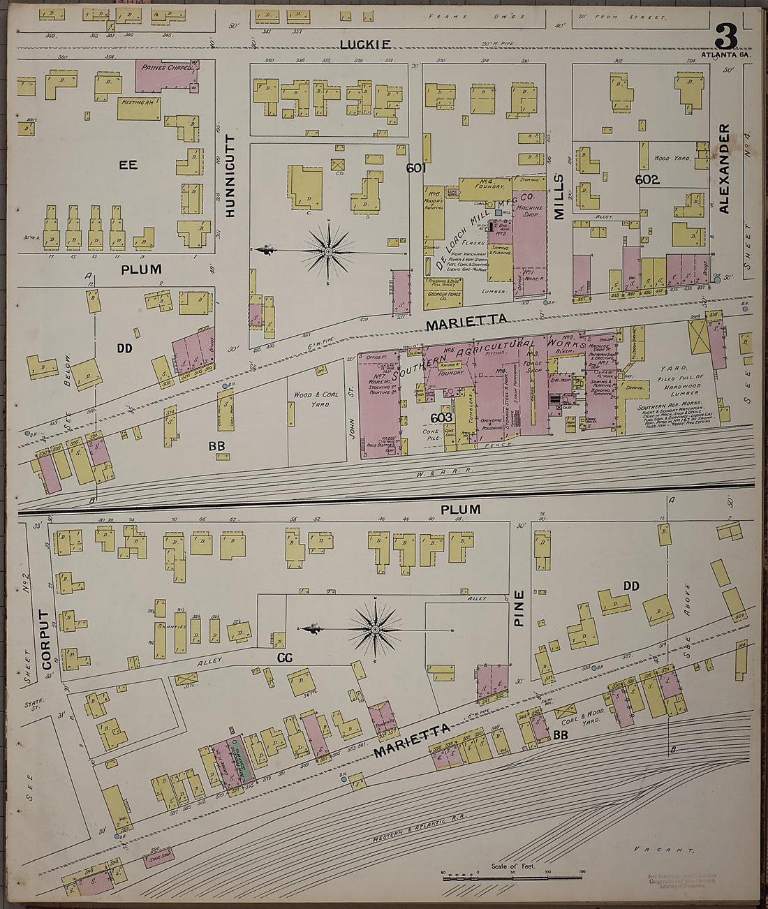 This old map of Atlanta, Fulton County, Georgia was created by Sanborn Map Company in 1892