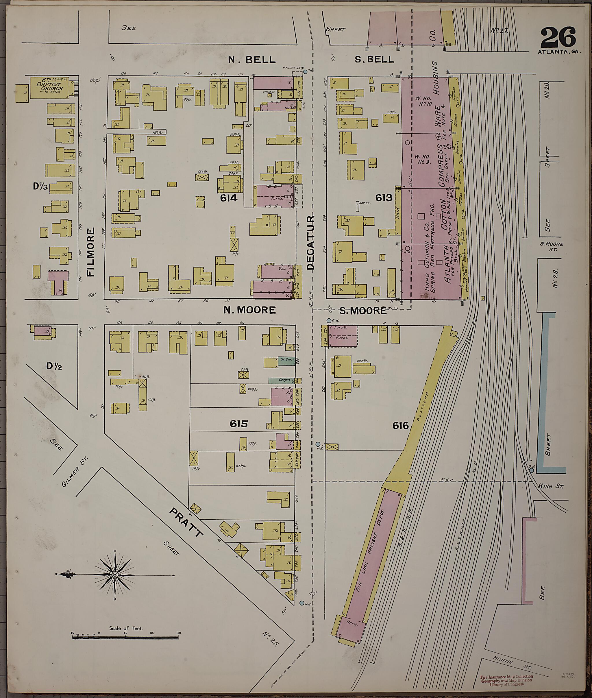 This old map of Atlanta, Fulton County, Georgia was created by Sanborn Map Company in 1892