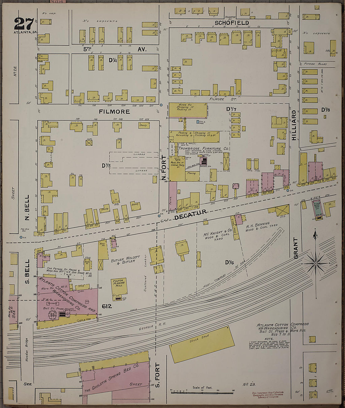 This old map of Atlanta, Fulton County, Georgia was created by Sanborn Map Company in 1892