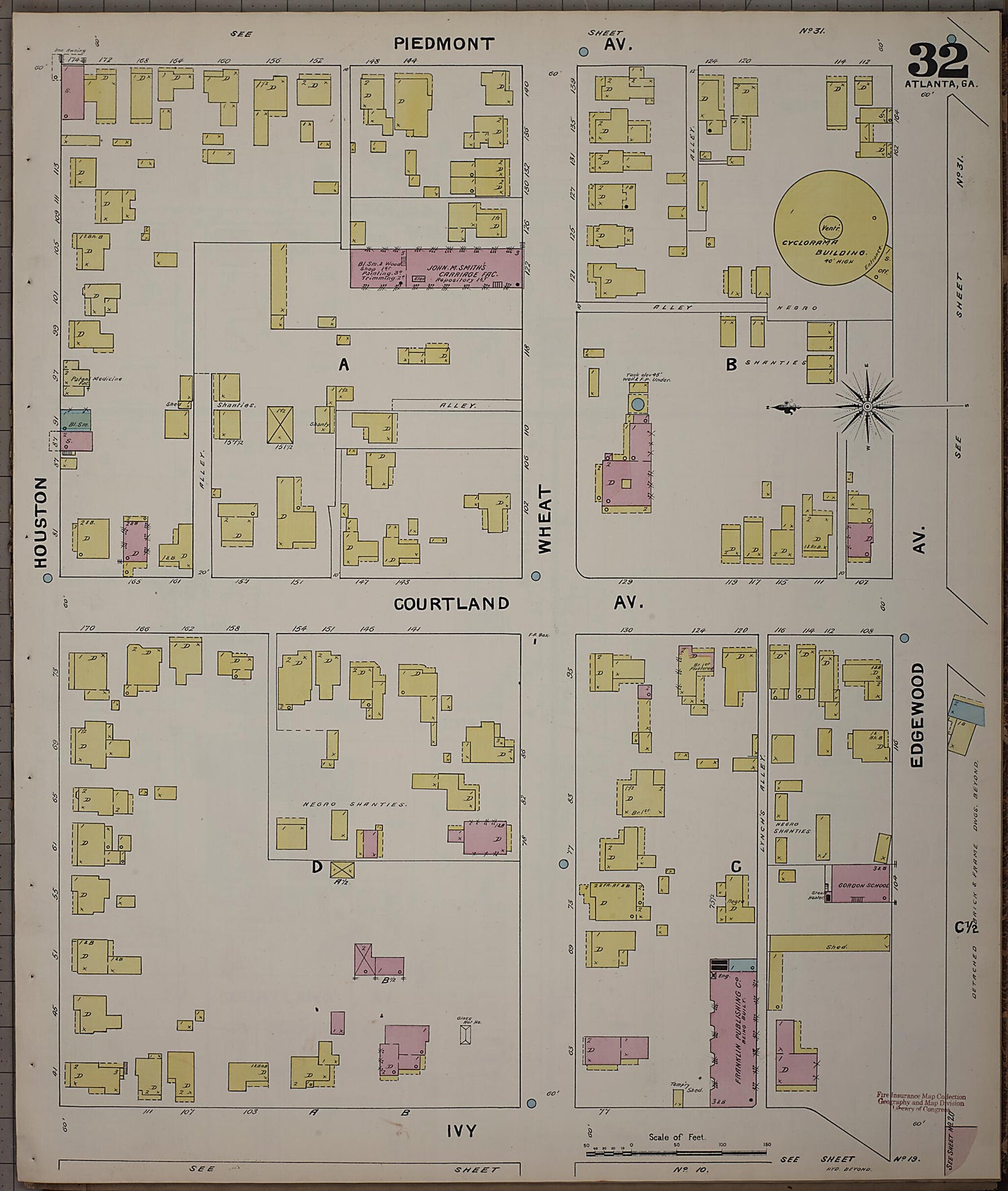 This old map of Atlanta, Fulton County, Georgia was created by Sanborn Map Company in 1892