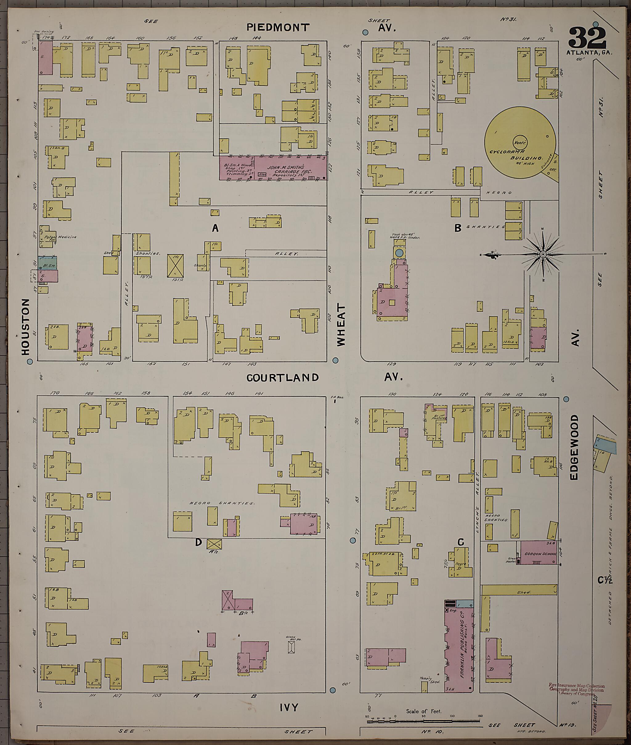 This old map of Atlanta, Fulton County, Georgia was created by Sanborn Map Company in 1892