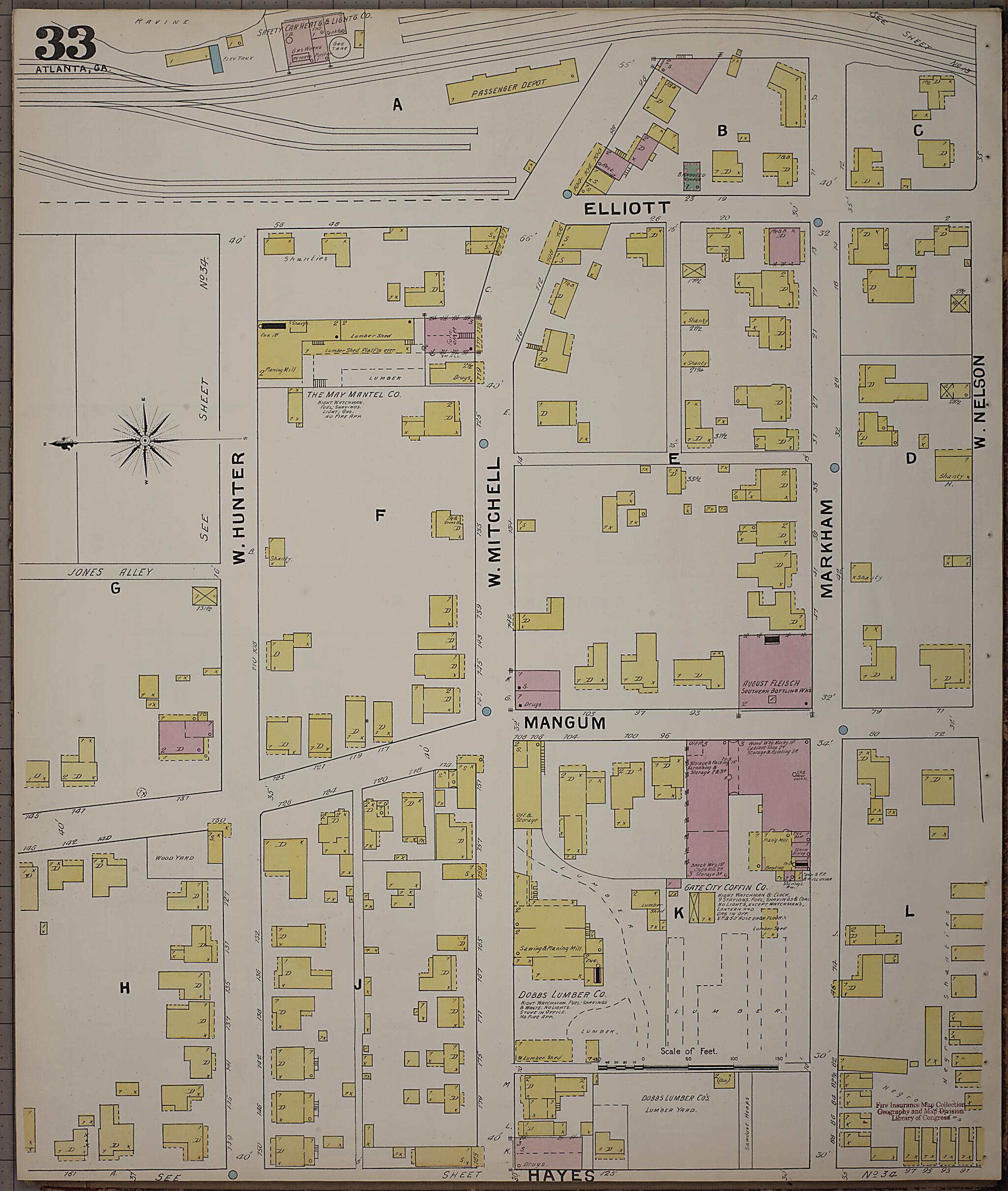 This old map of Atlanta, Fulton County, Georgia was created by Sanborn Map Company in 1892