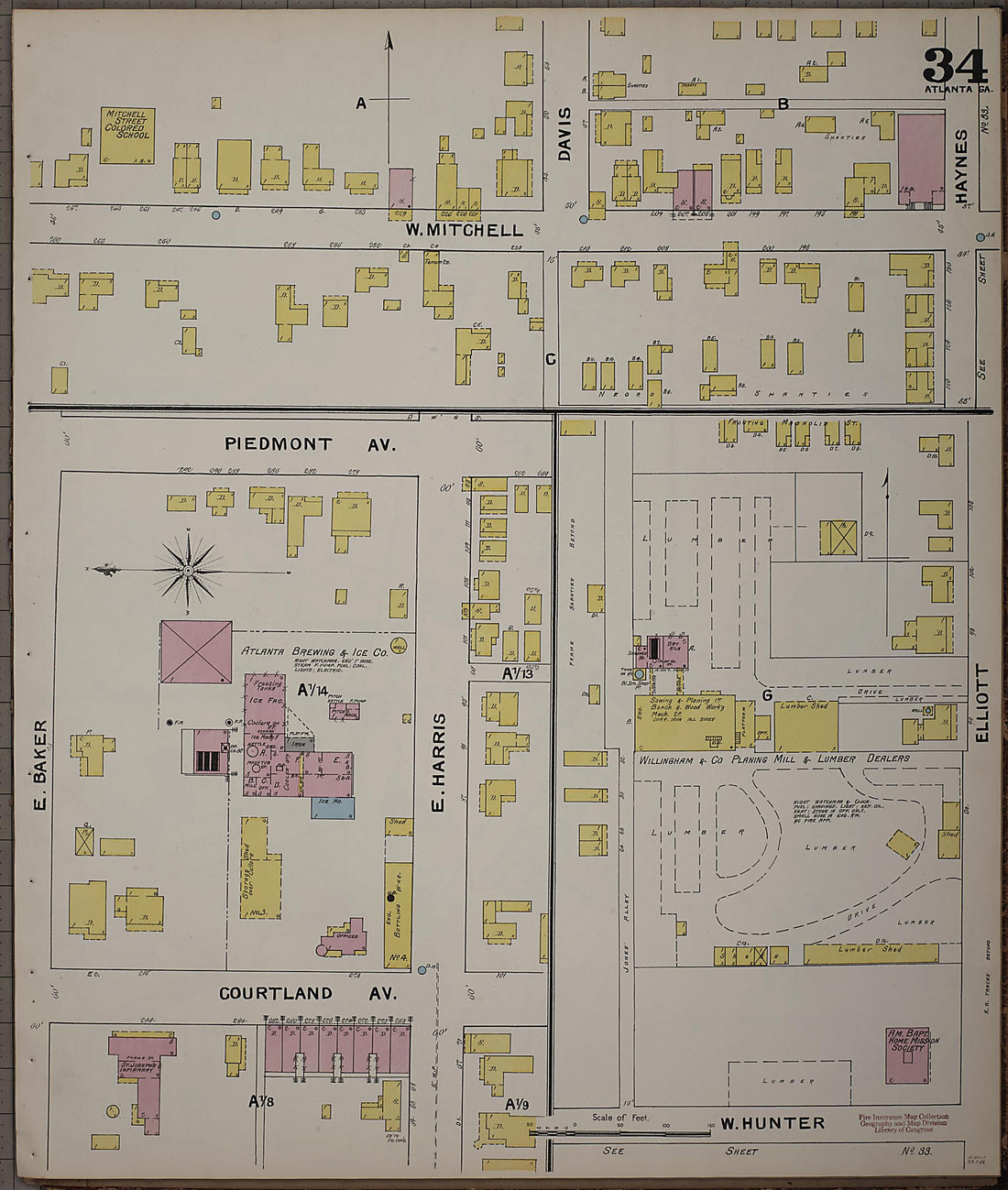 This old map of Atlanta, Fulton County, Georgia was created by Sanborn Map Company in 1892