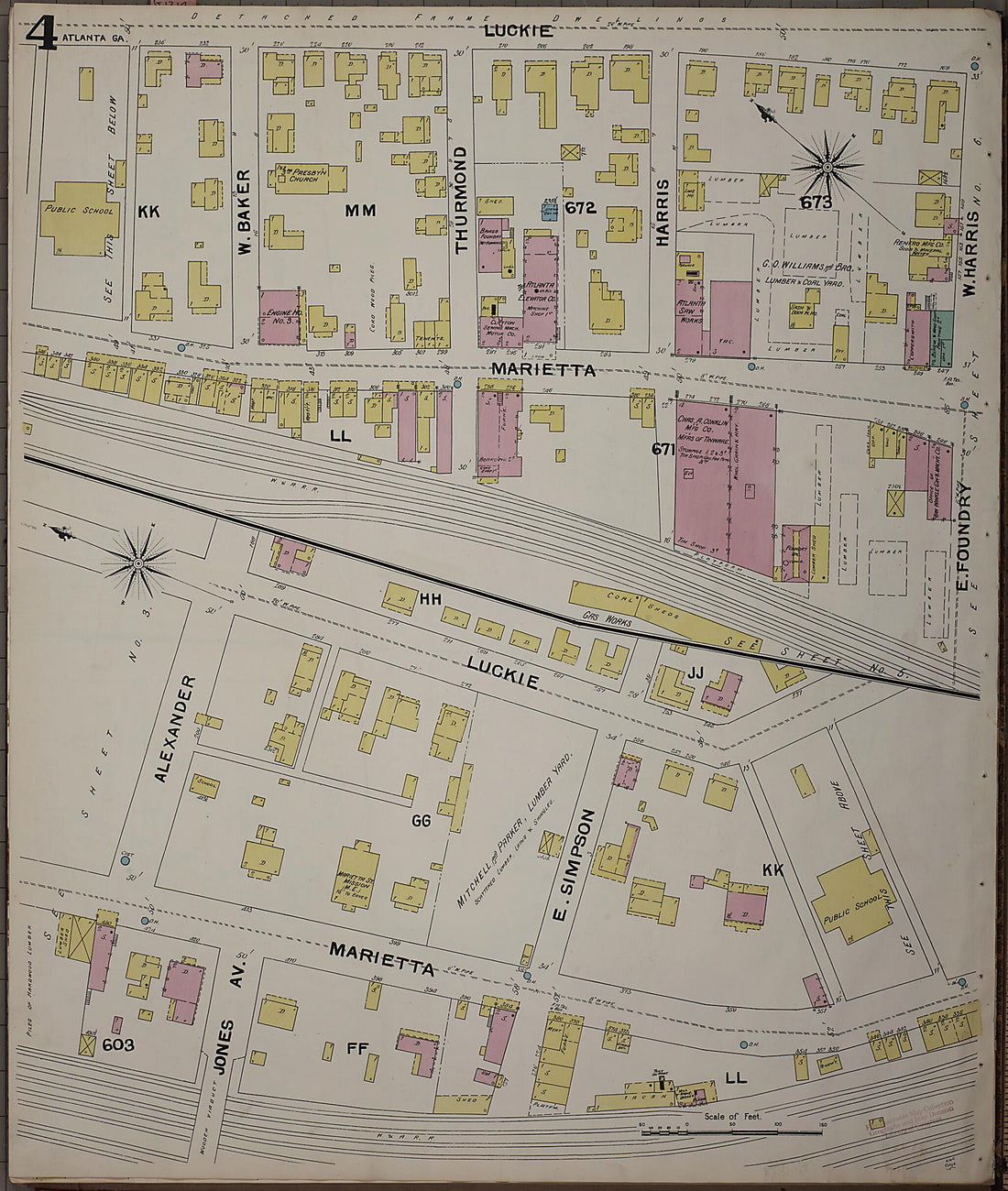 This old map of Atlanta, Fulton County, Georgia was created by Sanborn Map Company in 1892