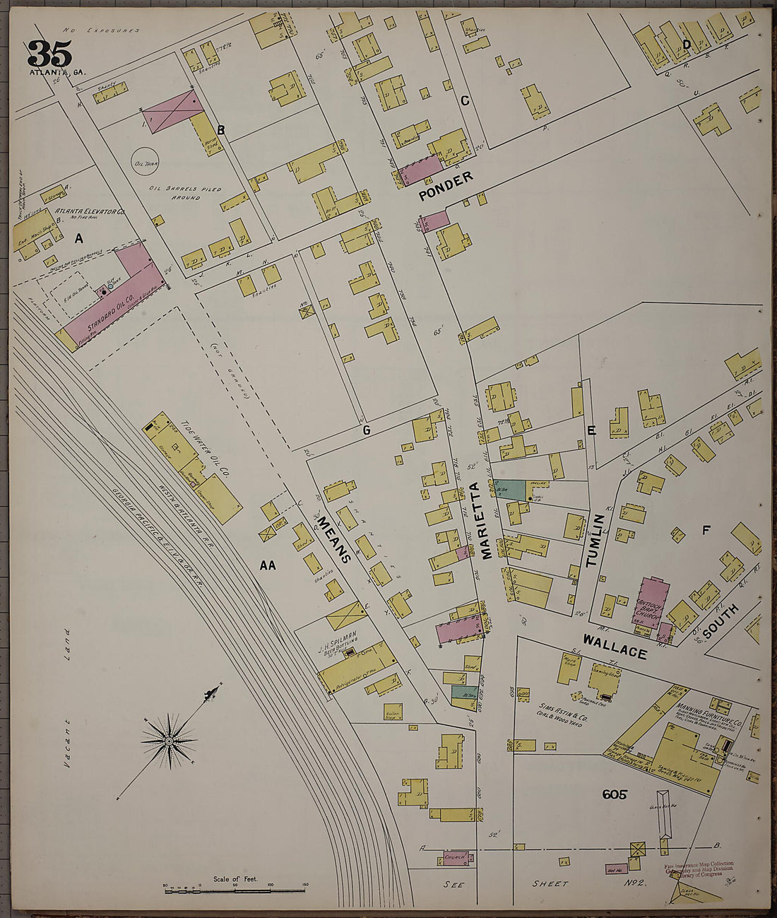 This old map of Atlanta, Fulton County, Georgia was created by Sanborn Map Company in 1892