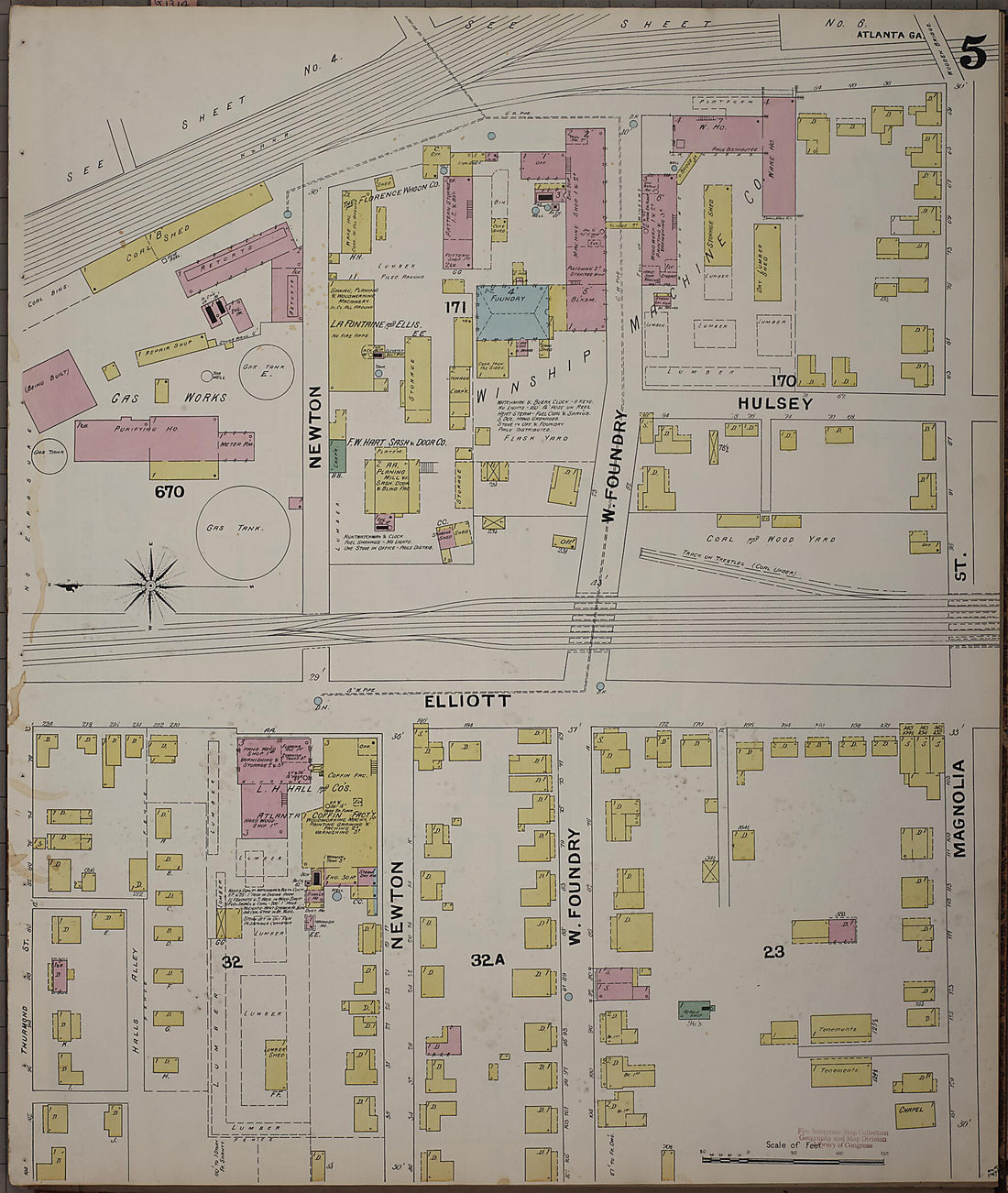 This old map of Atlanta, Fulton County, Georgia was created by Sanborn Map Company in 1892