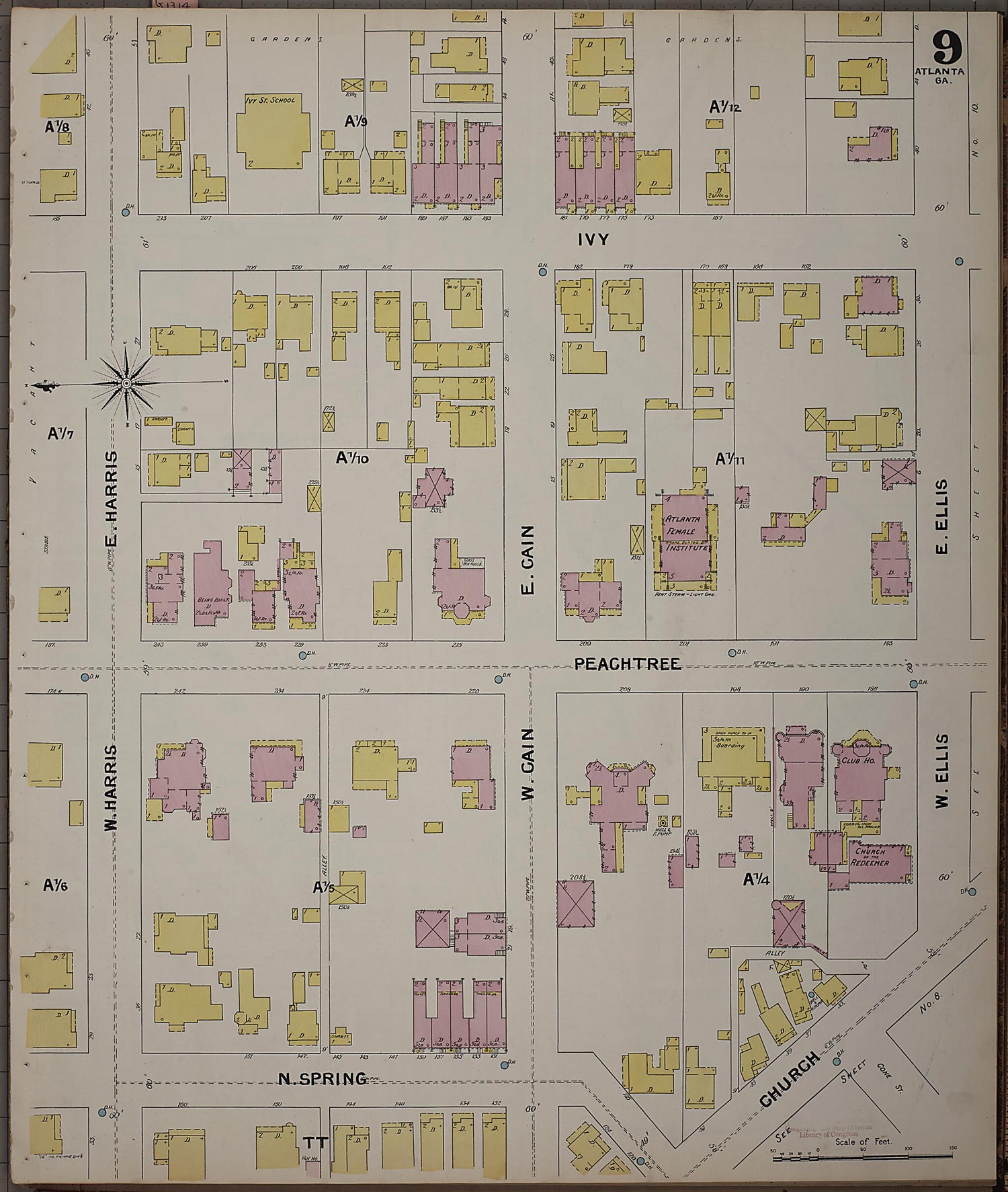 This old map of Atlanta, Fulton County, Georgia was created by Sanborn Map Company in 1892