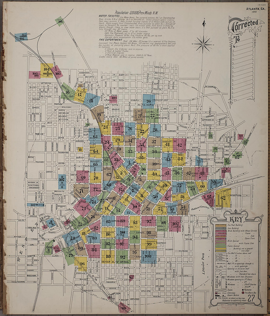 This old map of Atlanta, Fulton County, Georgia was created by Sanborn Map Company in 1899