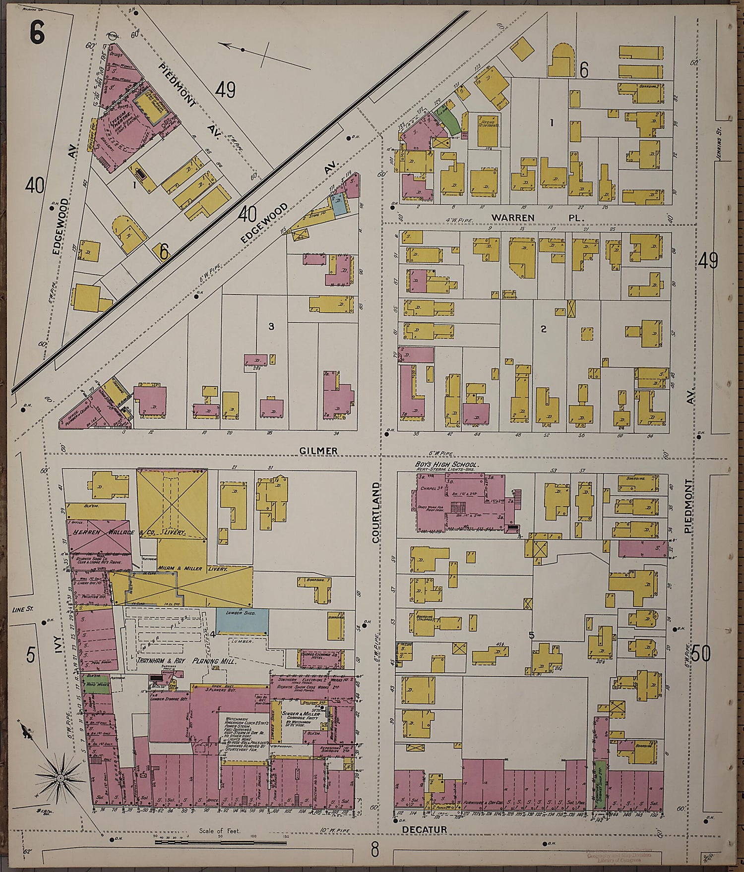 This old map of Atlanta, Fulton County, Georgia was created by Sanborn Map Company in 1899