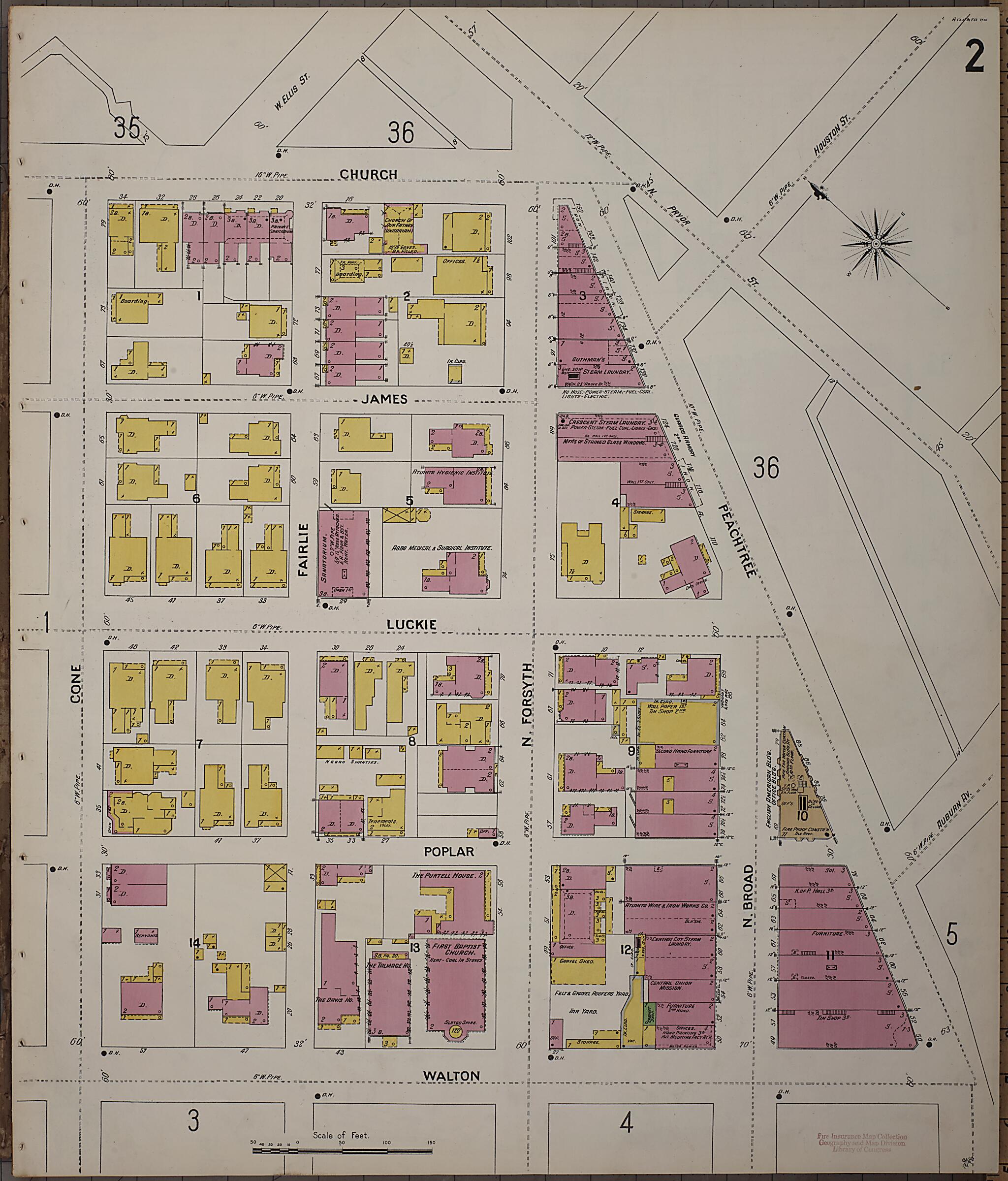 This old map of Atlanta, Fulton County, Georgia was created by Sanborn Map Company in 1899