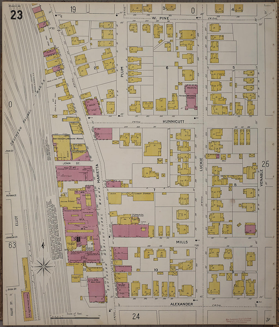 This old map of Atlanta, Fulton County, Georgia was created by Sanborn Map Company in 1899