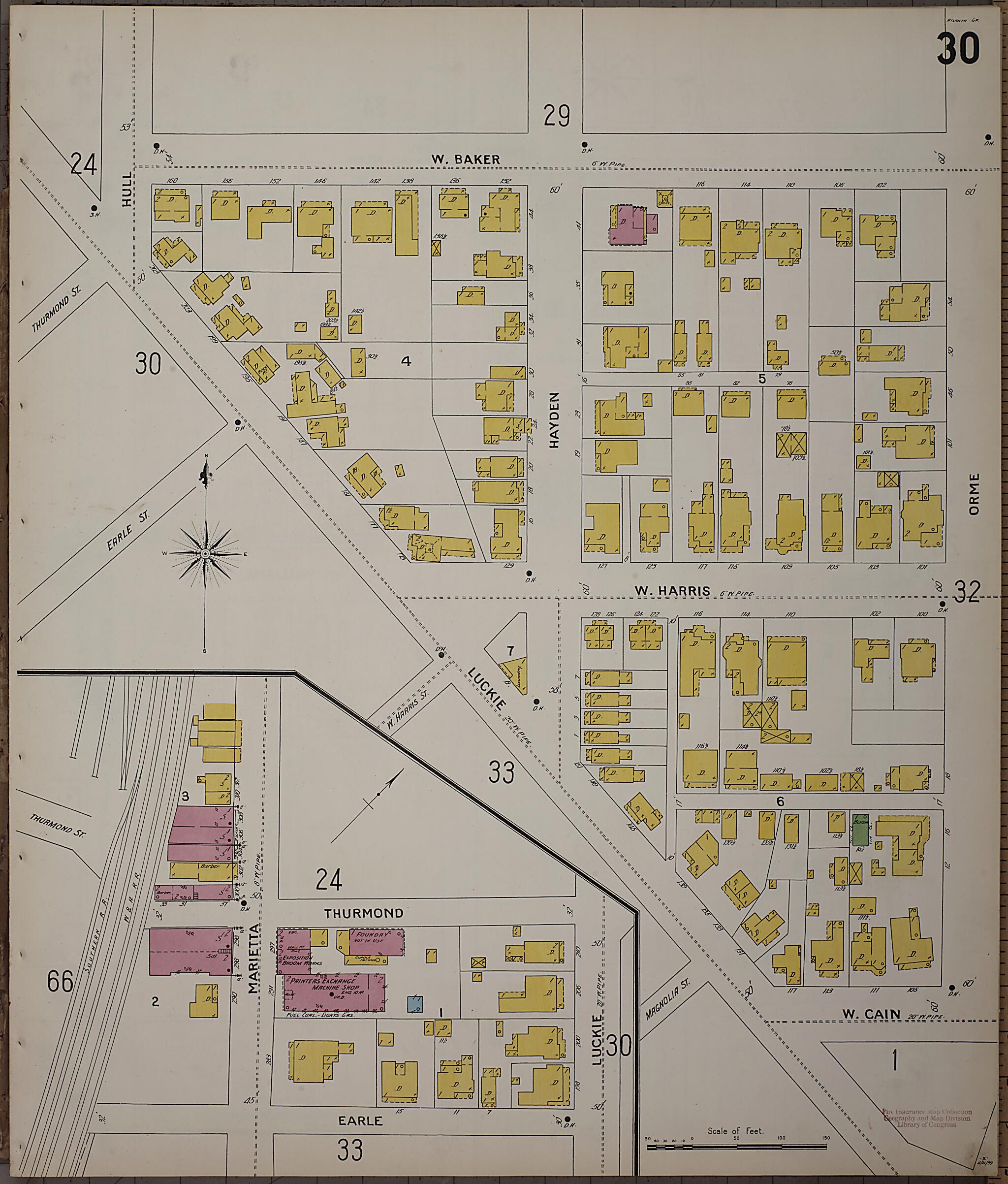 This old map of Atlanta, Fulton County, Georgia was created by Sanborn Map Company in 1899