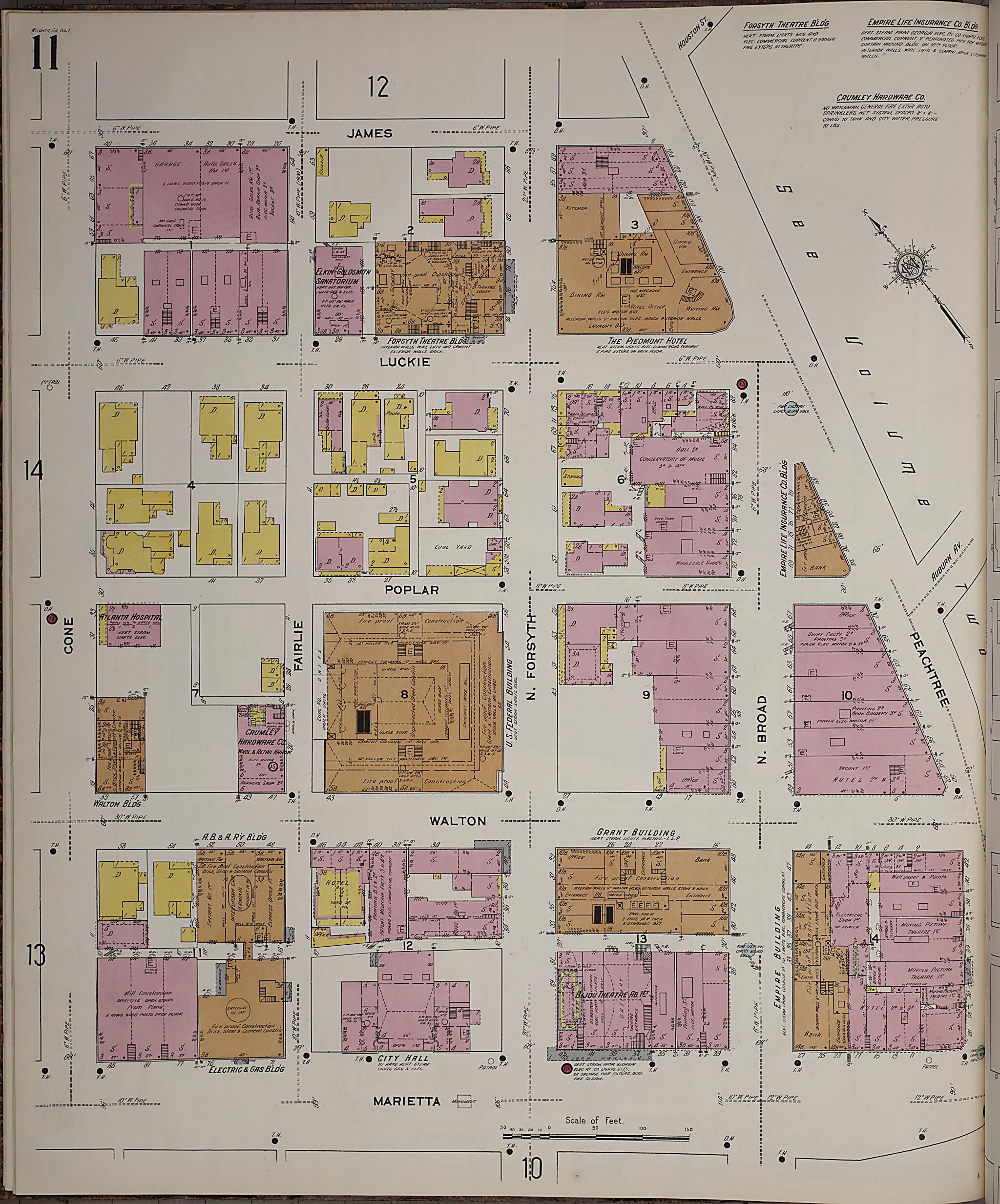 This old map of Atlanta, Fulton County, Georgia was created by Sanborn Map Company in 1911