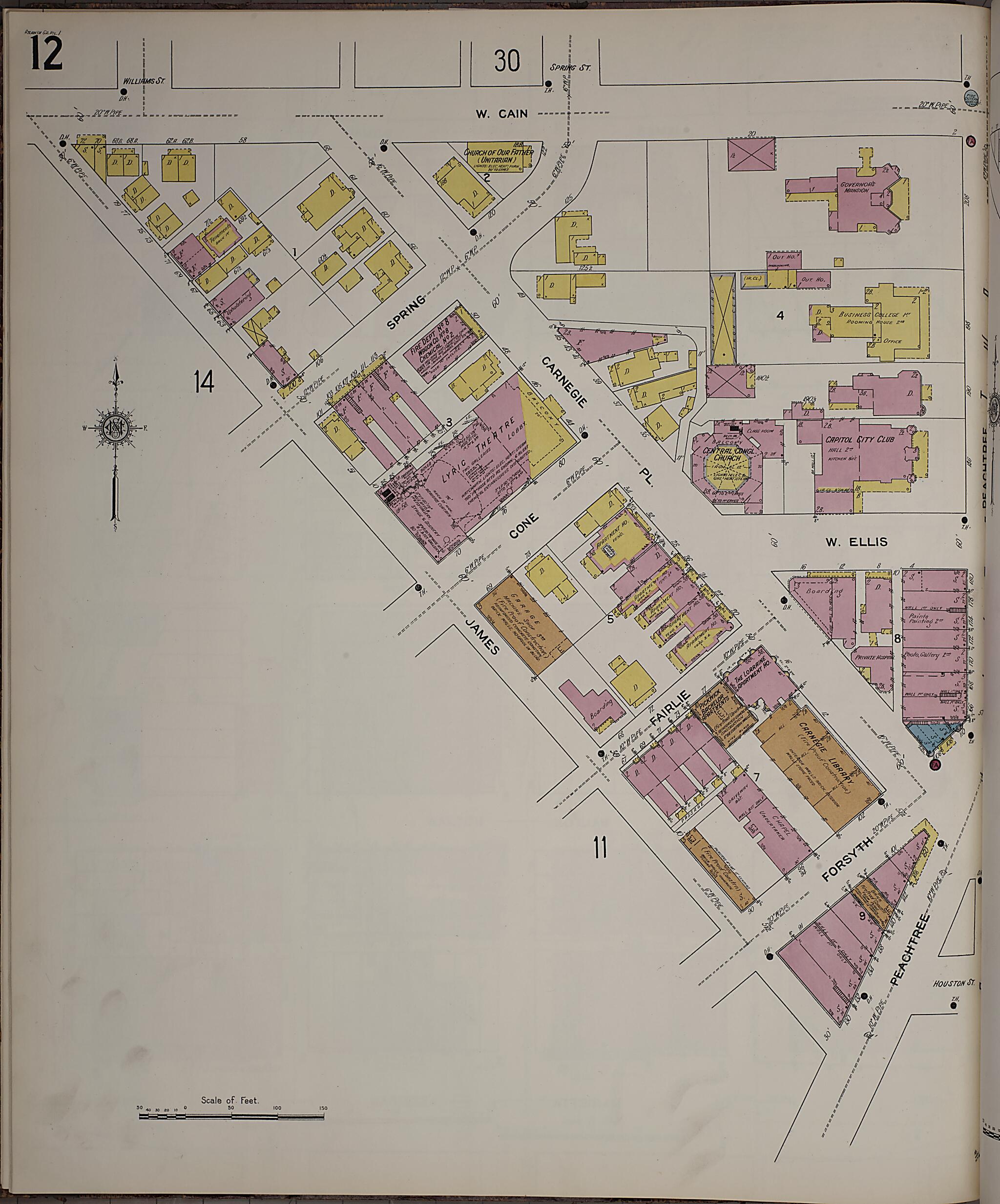 This old map of Atlanta, Fulton County, Georgia was created by Sanborn Map Company in 1911