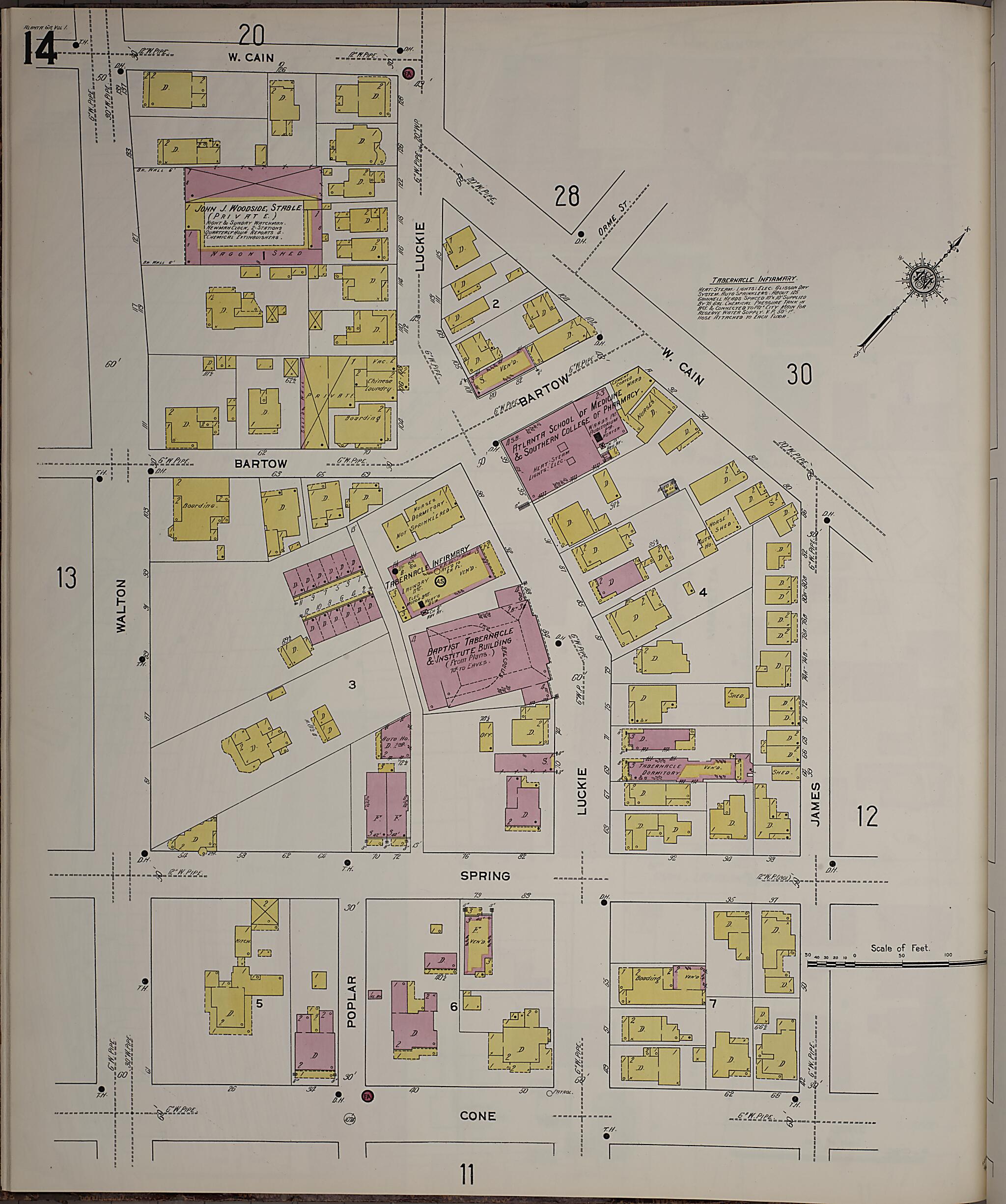 This old map of Atlanta, Fulton County, Georgia was created by Sanborn Map Company in 1911