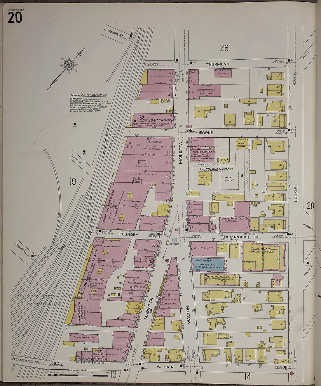 This old map of Atlanta, Fulton County, Georgia was created by Sanborn Map Company in 1911