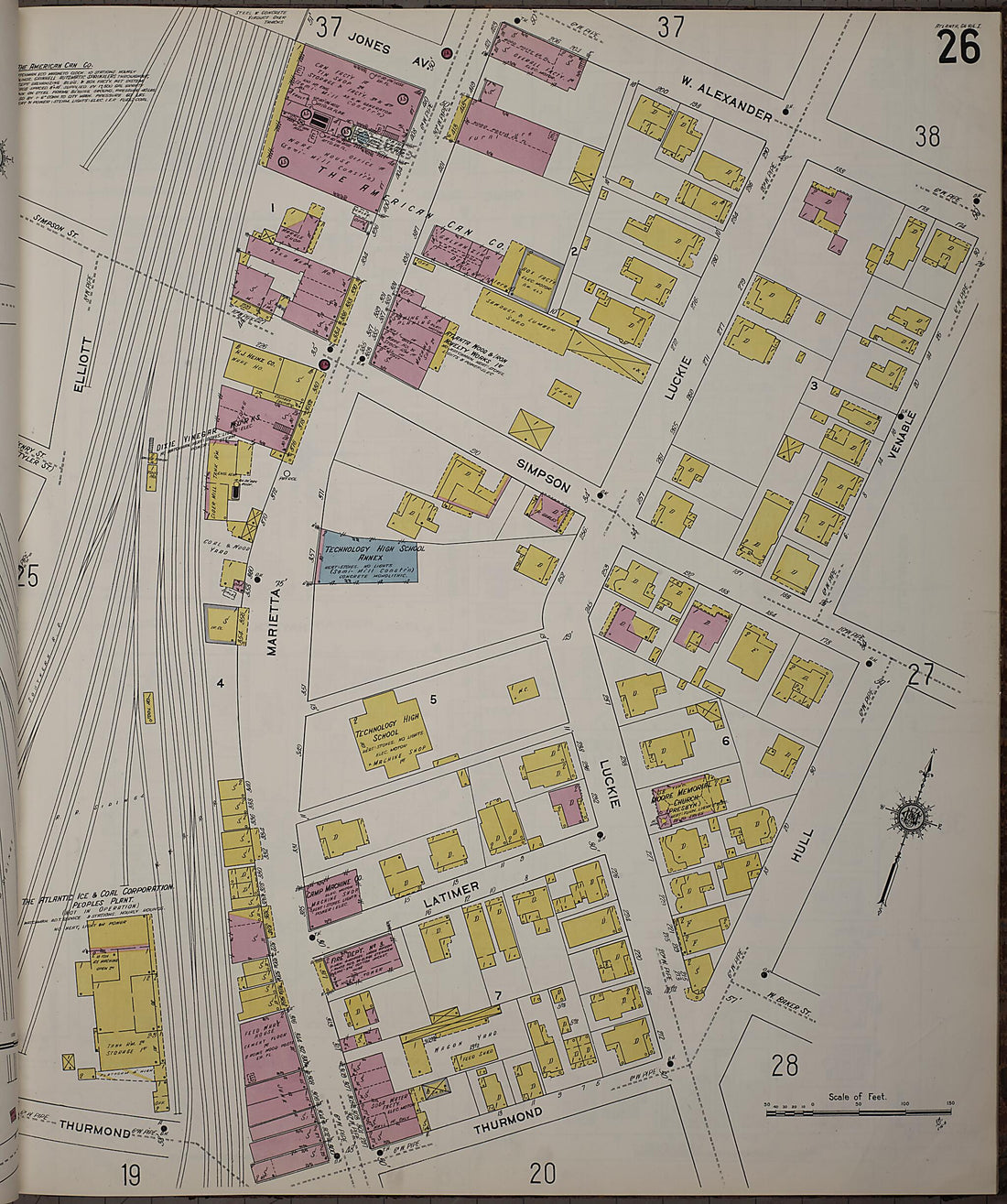 This old map of Atlanta, Fulton County, Georgia was created by Sanborn Map Company in 1911