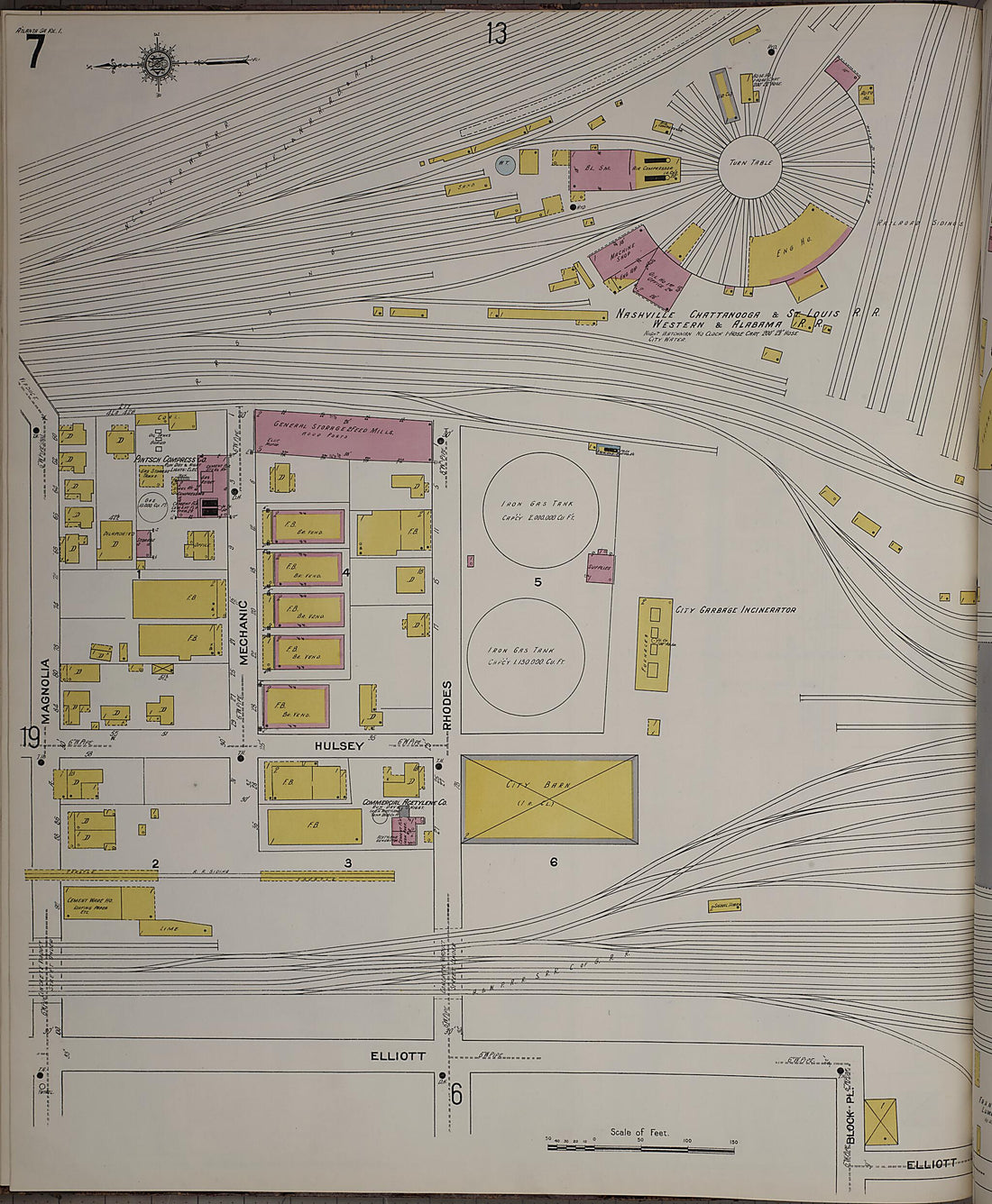 This old map of Atlanta, Fulton County, Georgia was created by Sanborn Map Company in 1911