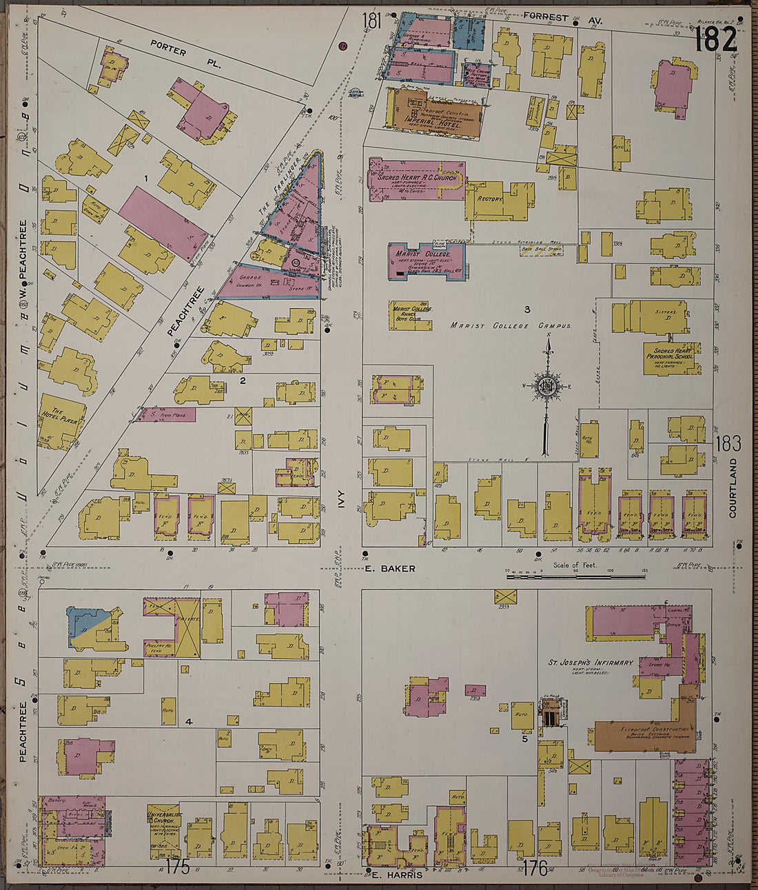 This old map of Atlanta, Fulton County, Georgia was created by Sanborn Map Company in 1911