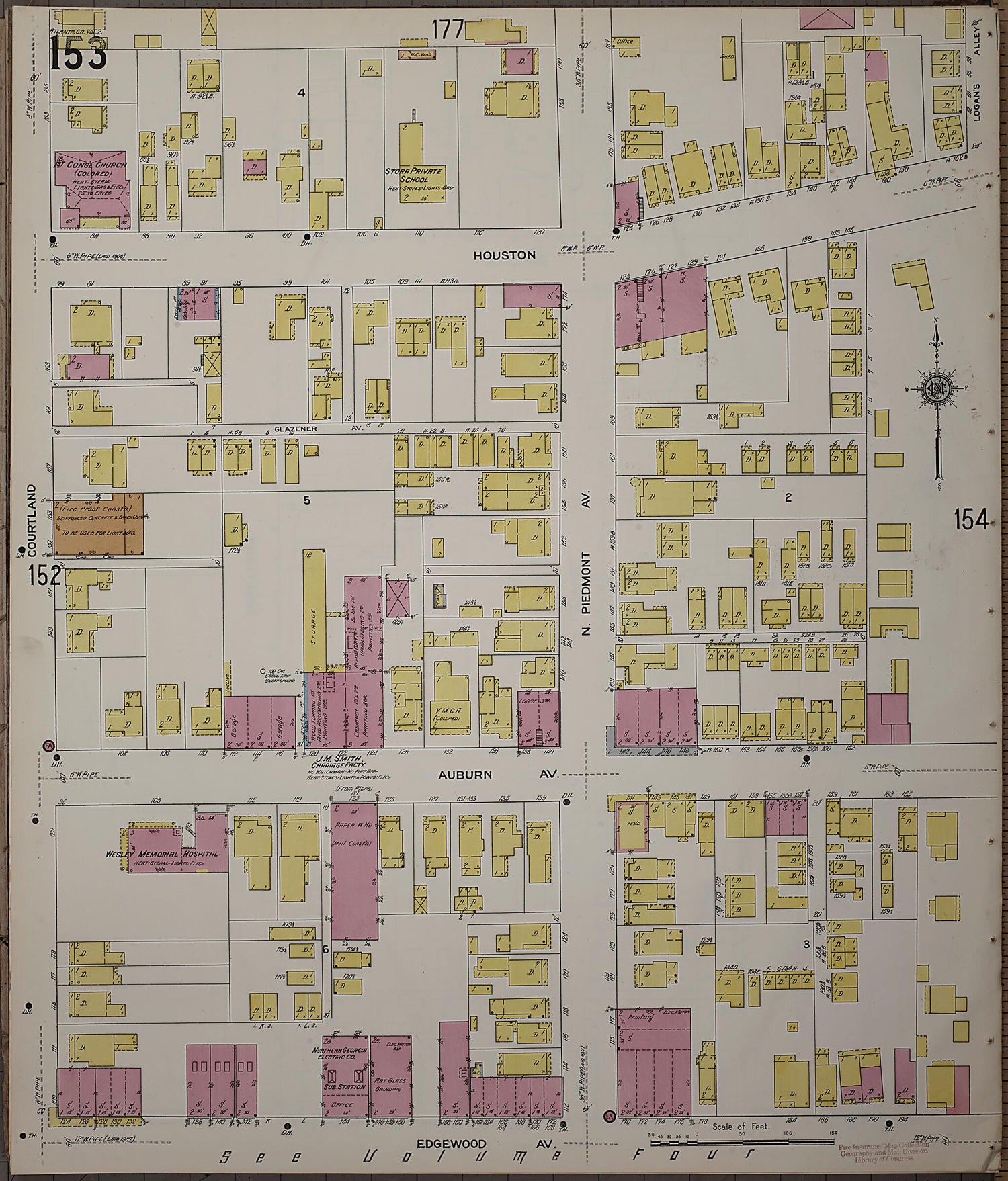 This old map of Atlanta, Fulton County, Georgia was created by Sanborn Map Company in 1911