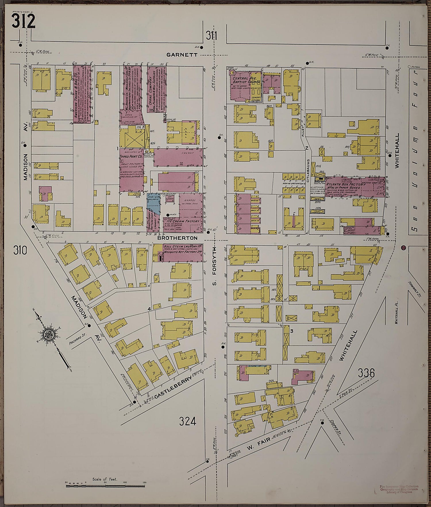 This old map of Atlanta, Fulton County, Georgia was created by Sanborn Map Company in 1911