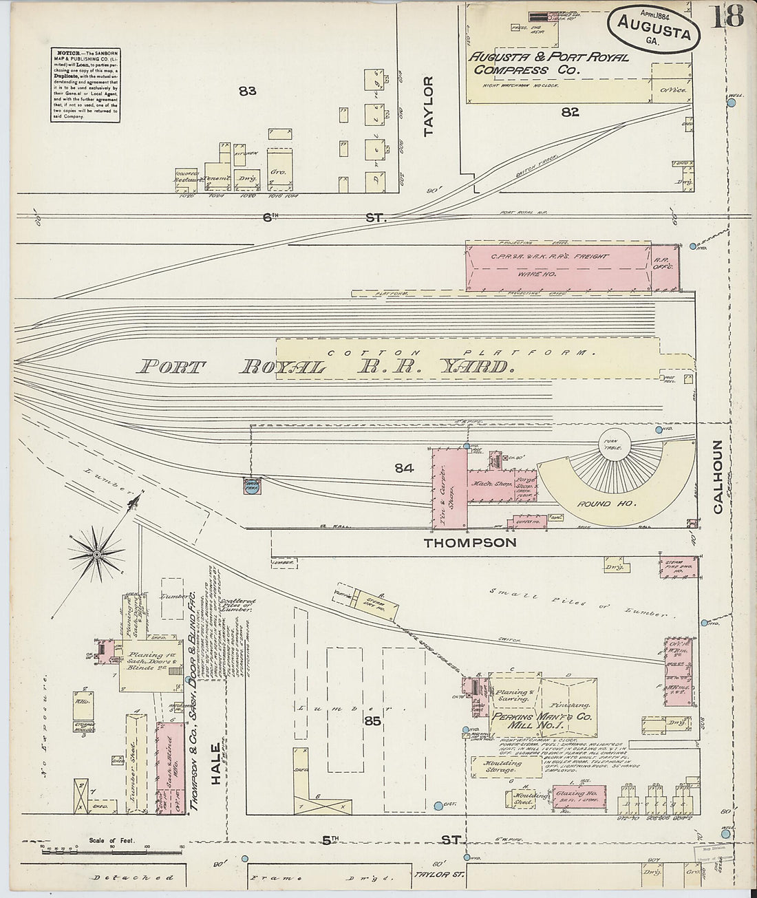 This old map of Augusta, Richmond County, Georgia was created by Sanborn Map Company in 1884