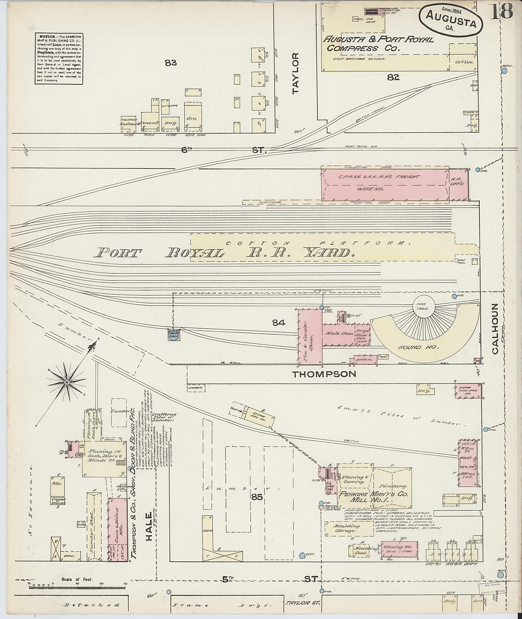 This old map of Augusta, Richmond County, Georgia was created by Sanborn Map Company in 1884