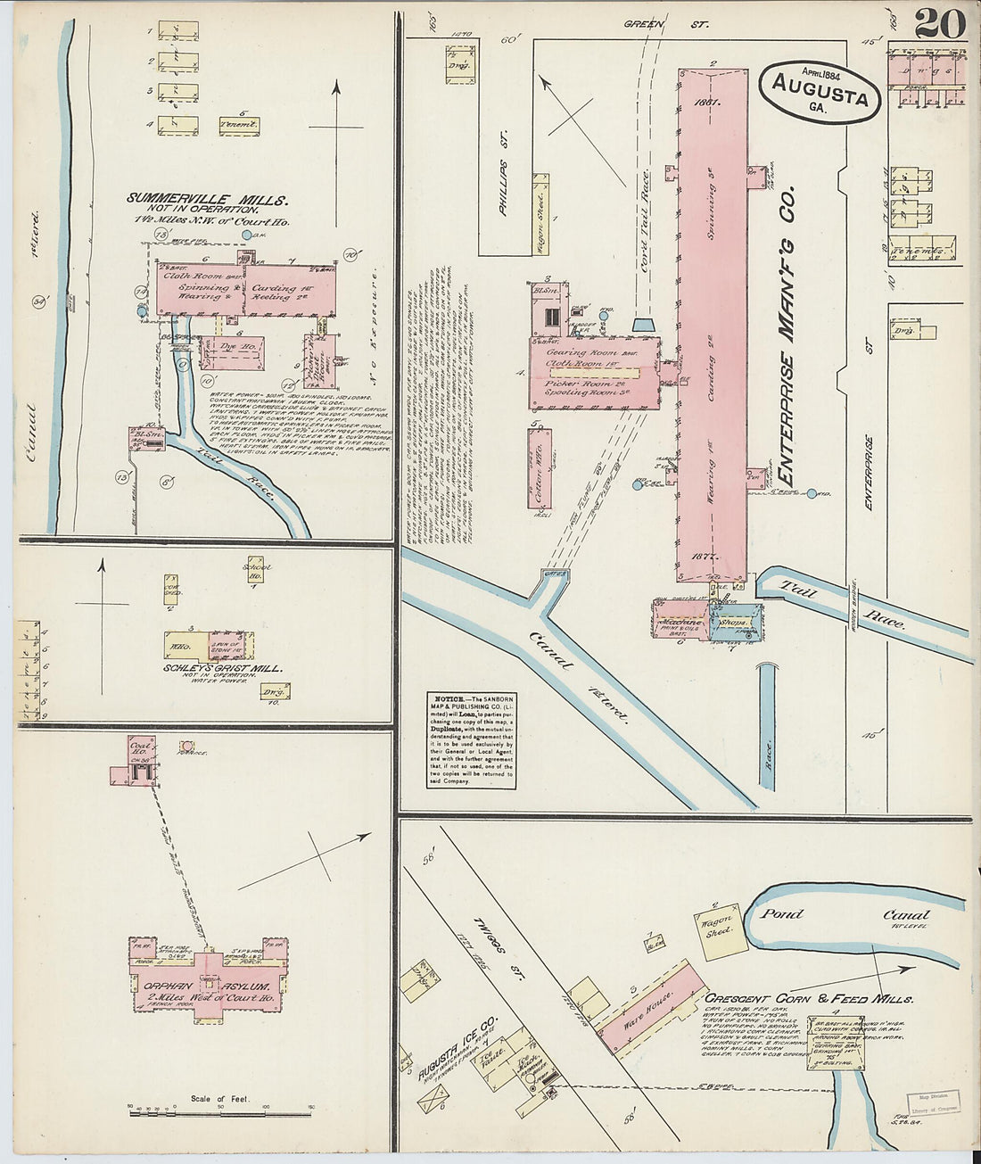 This old map of Augusta, Richmond County, Georgia was created by Sanborn Map Company in 1884