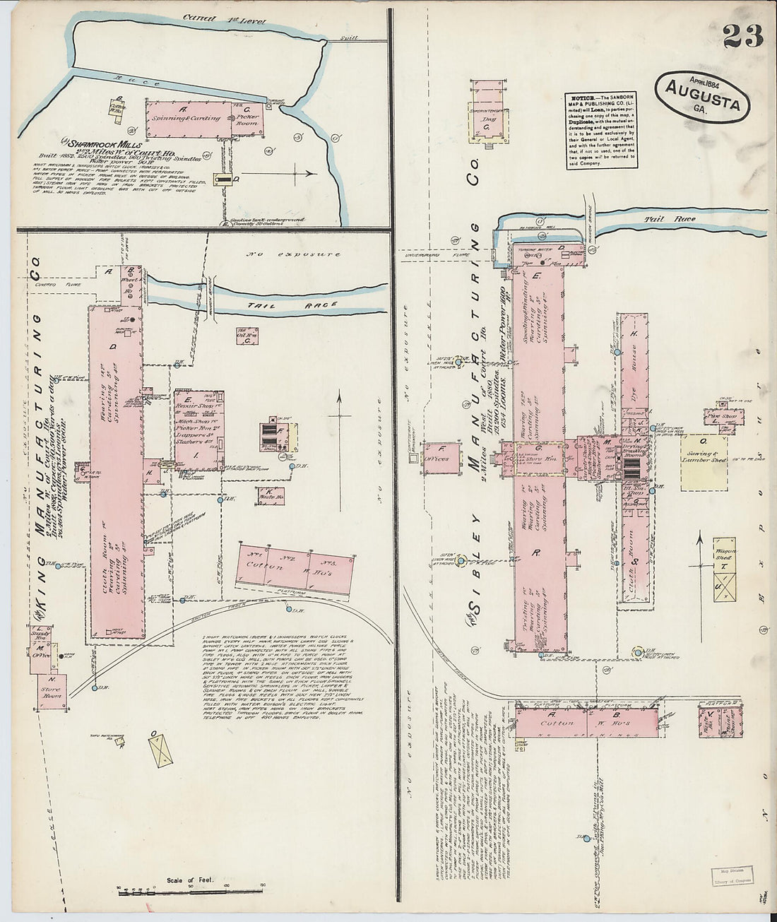 This old map of Augusta, Richmond County, Georgia was created by Sanborn Map Company in 1884