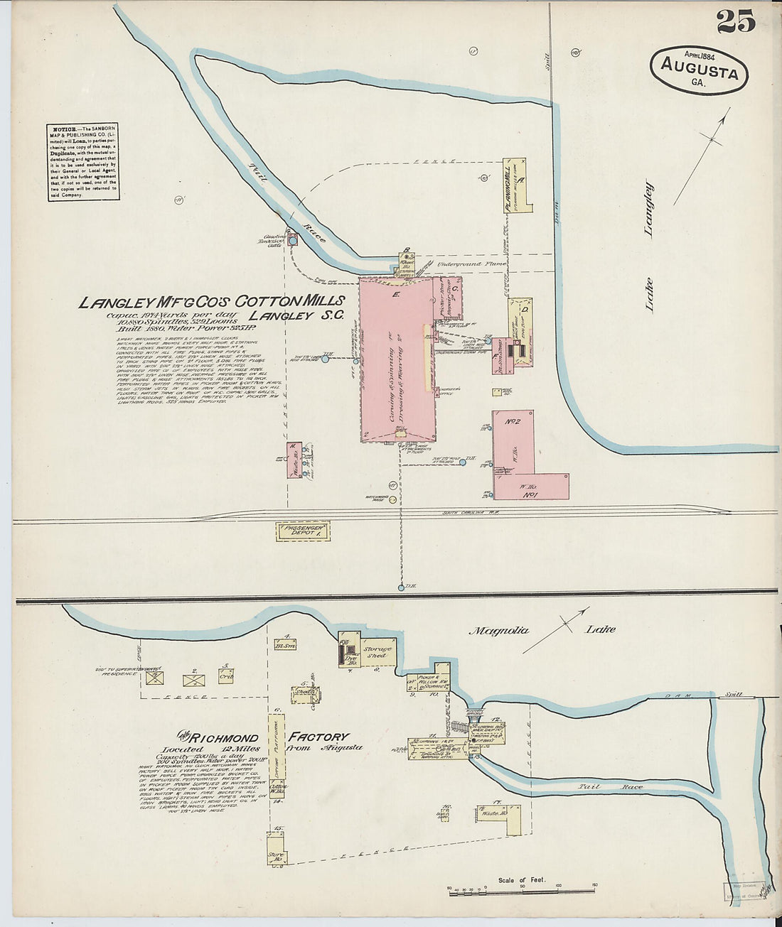 This old map of Augusta, Richmond County, Georgia was created by Sanborn Map Company in 1884