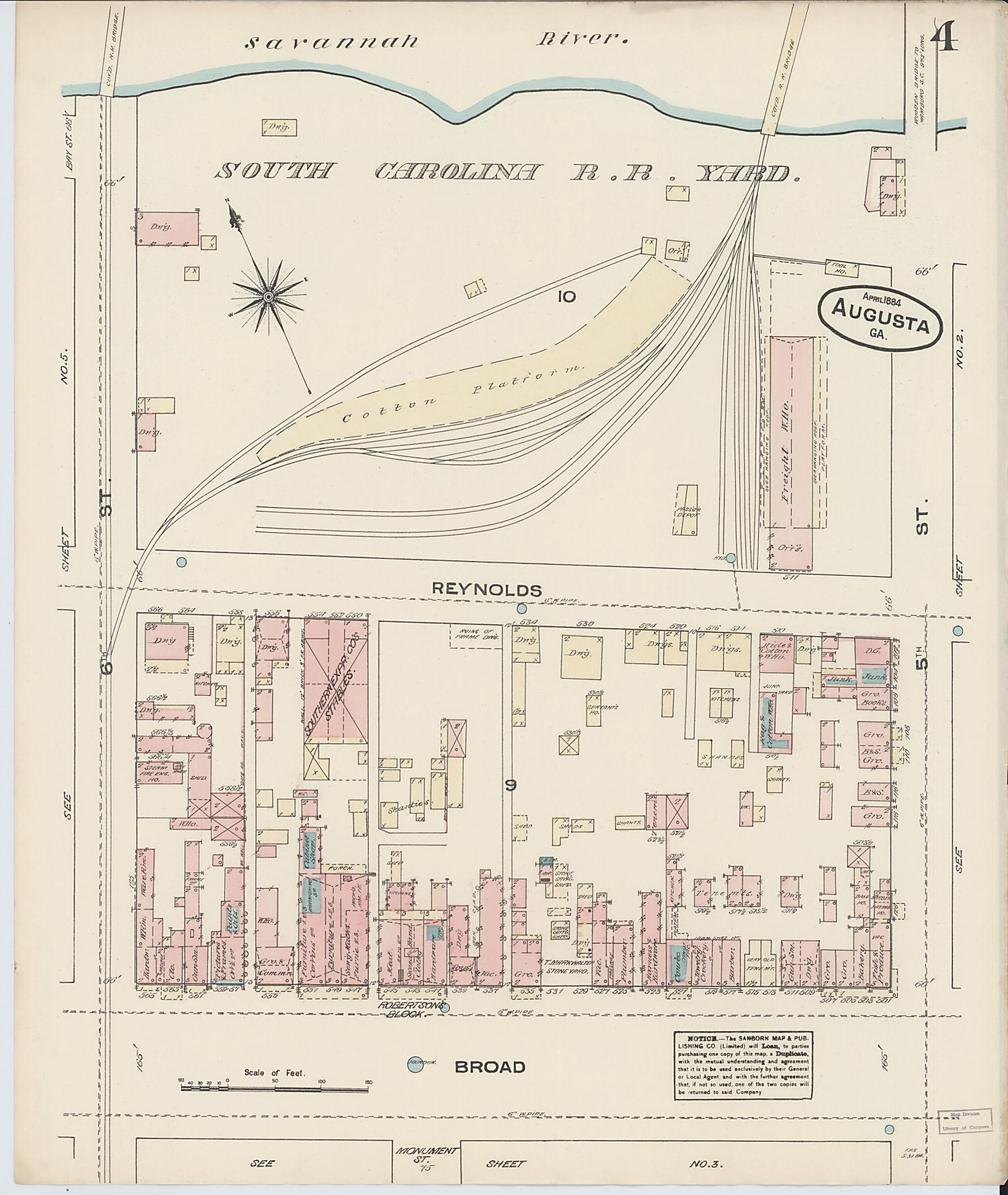 This old map of Augusta, Richmond County, Georgia was created by Sanborn Map Company in 1884